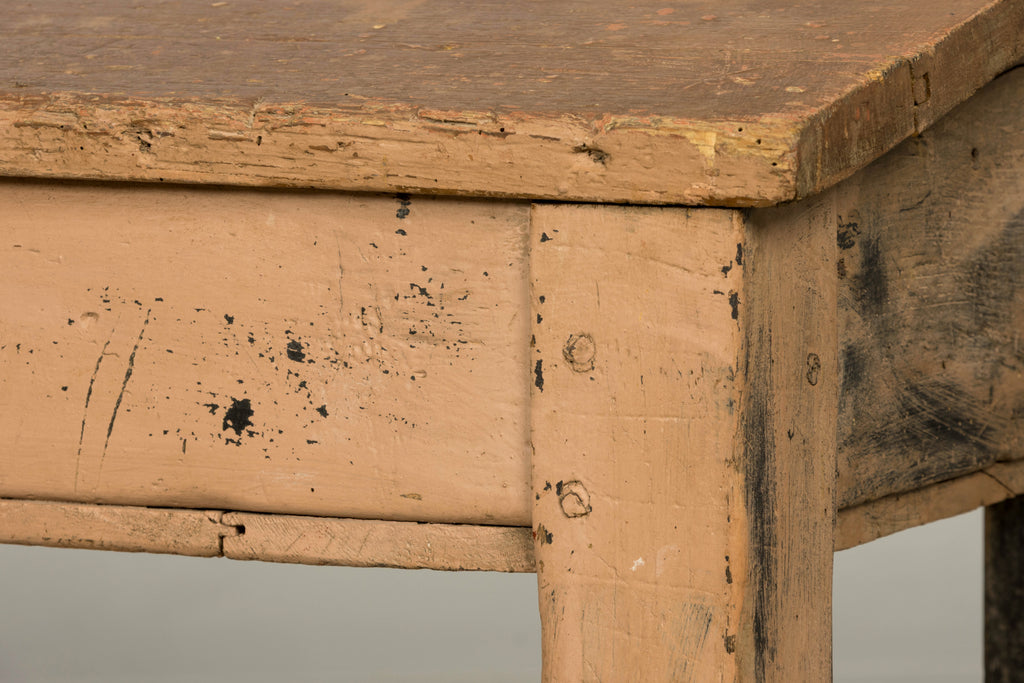Late 19th Century French Painted School Desk with Integrated Bench