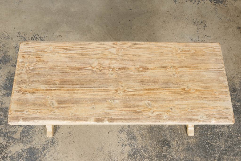 Late 19th Century French Provincial Bleached Pine Monastery Dining Table