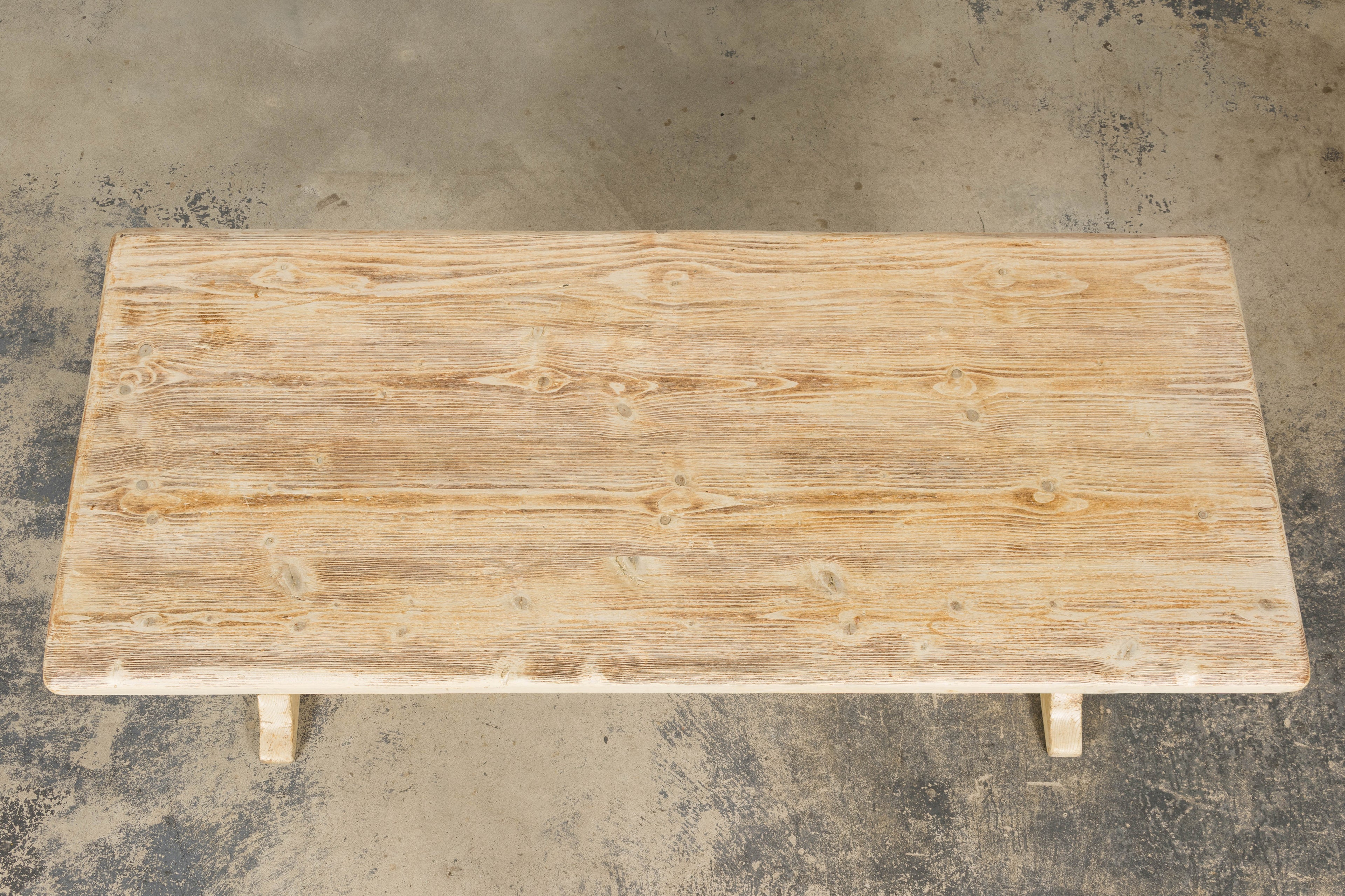Late 19th Century French Provincial Bleached Pine Monastery Dining Table