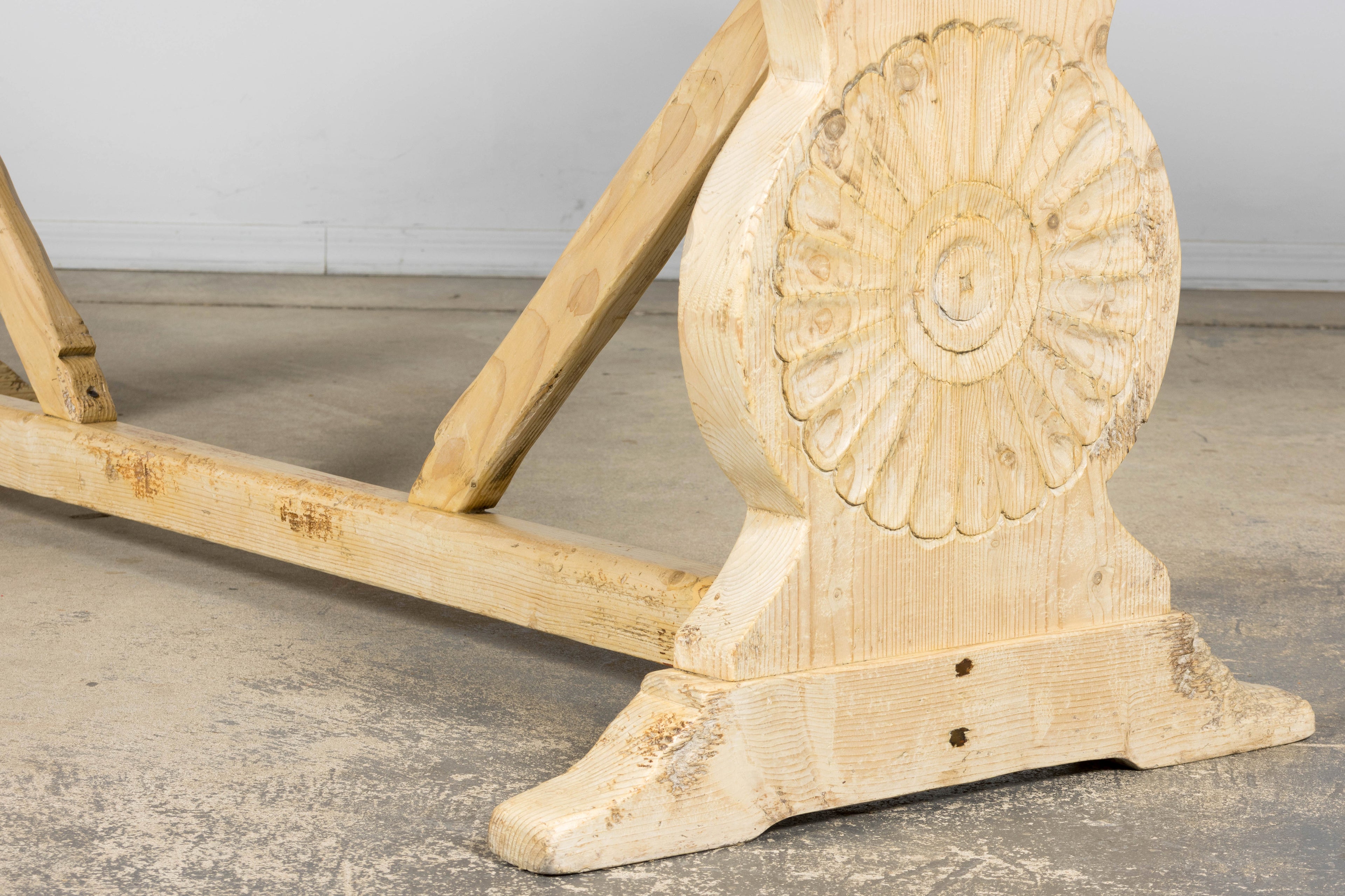 Late 19th Century French Provincial Bleached Pine Monastery Dining Table
