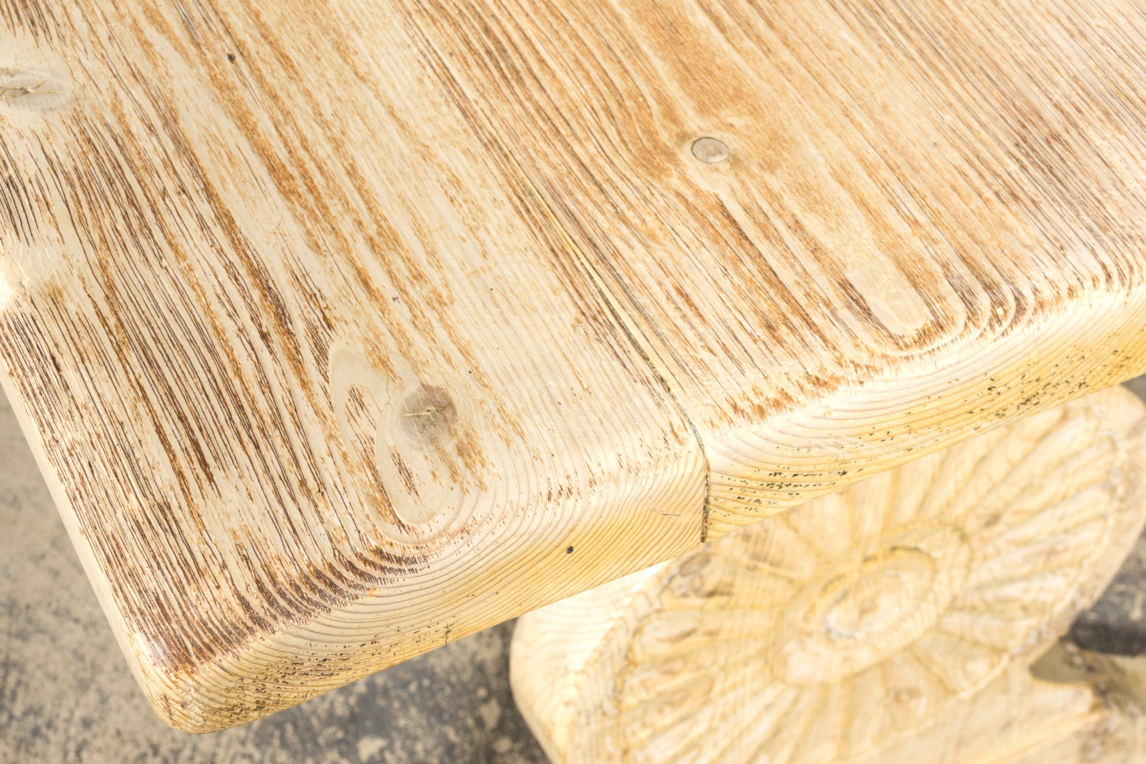Late 19th Century French Provincial Bleached Pine Monastery Dining Table