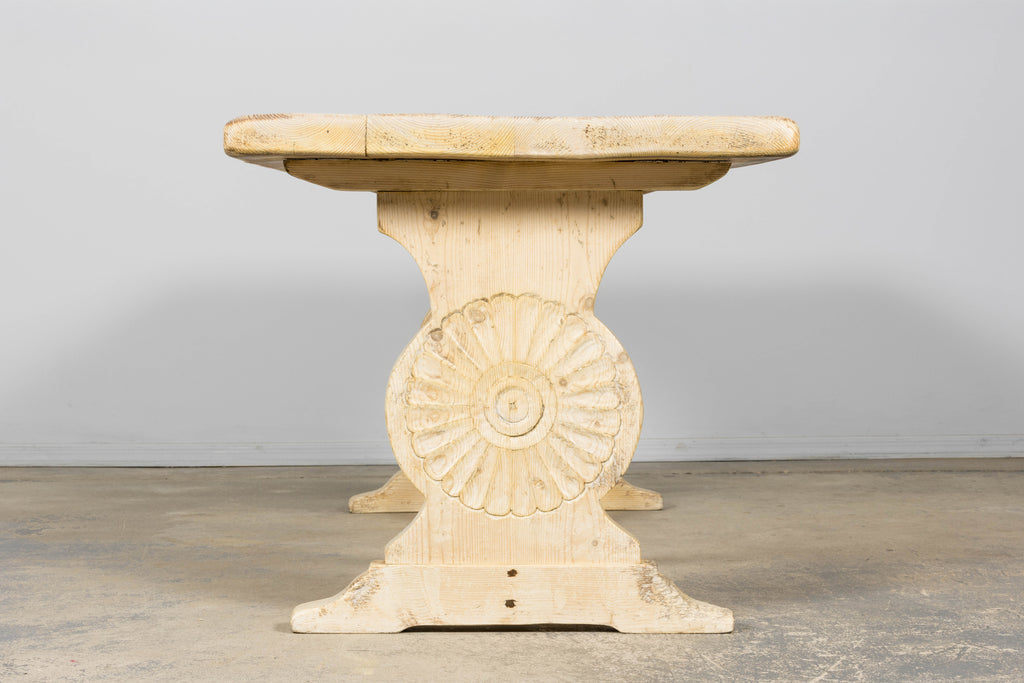 Late 19th Century French Provincial Bleached Pine Monastery Dining Table