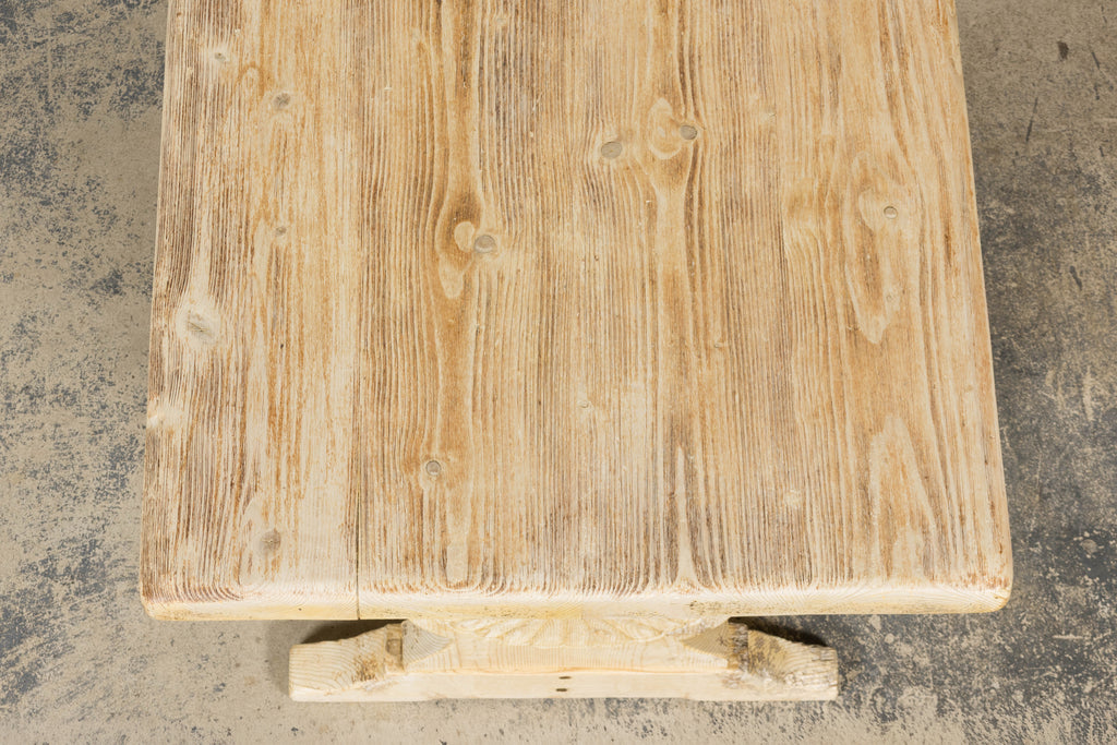 Late 19th Century French Provincial Bleached Pine Monastery Dining Table