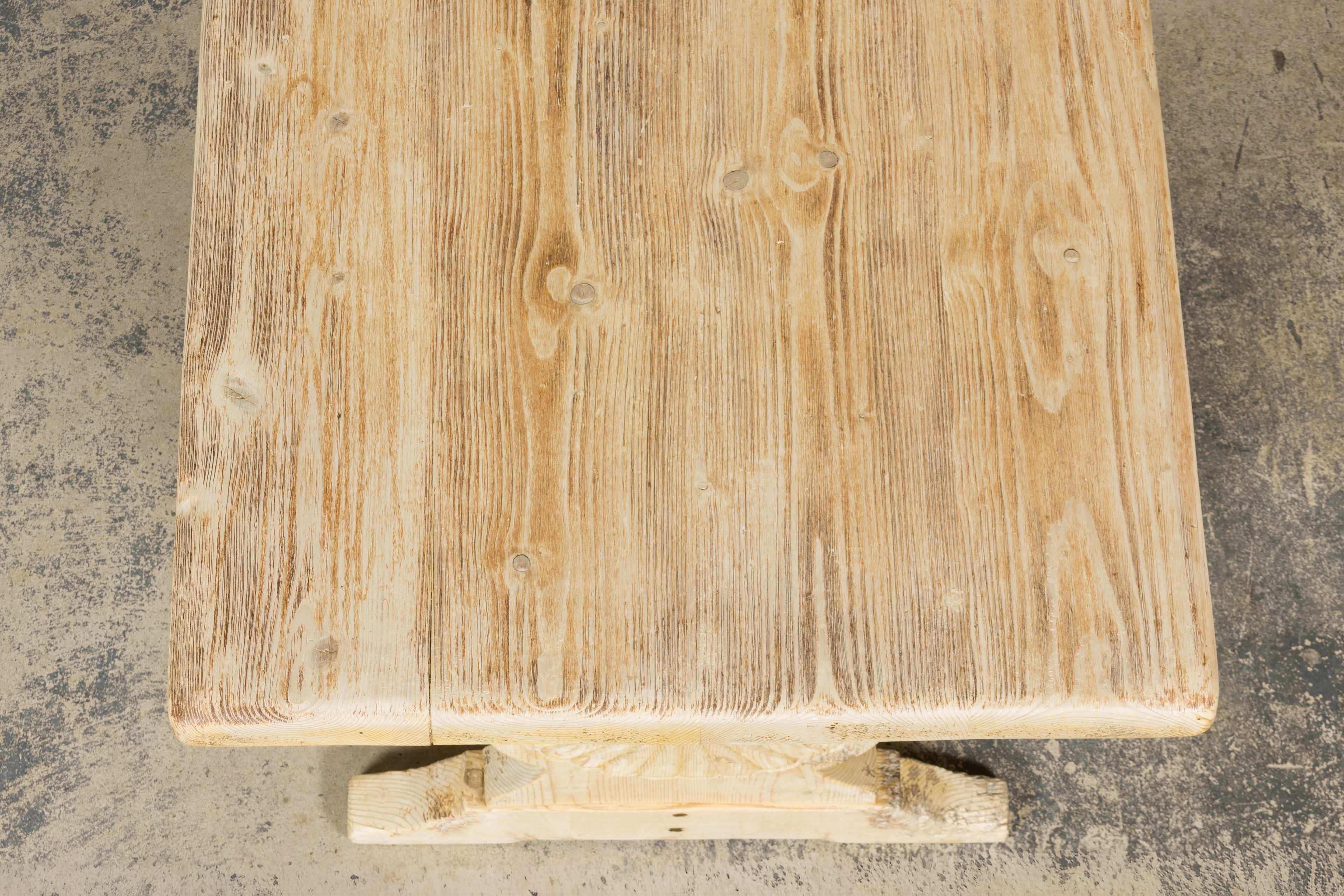 Late 19th Century French Provincial Bleached Pine Monastery Dining Table