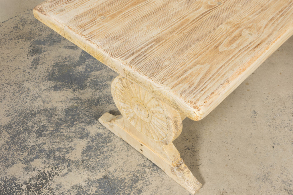 Late 19th Century French Provincial Bleached Pine Monastery Dining Table