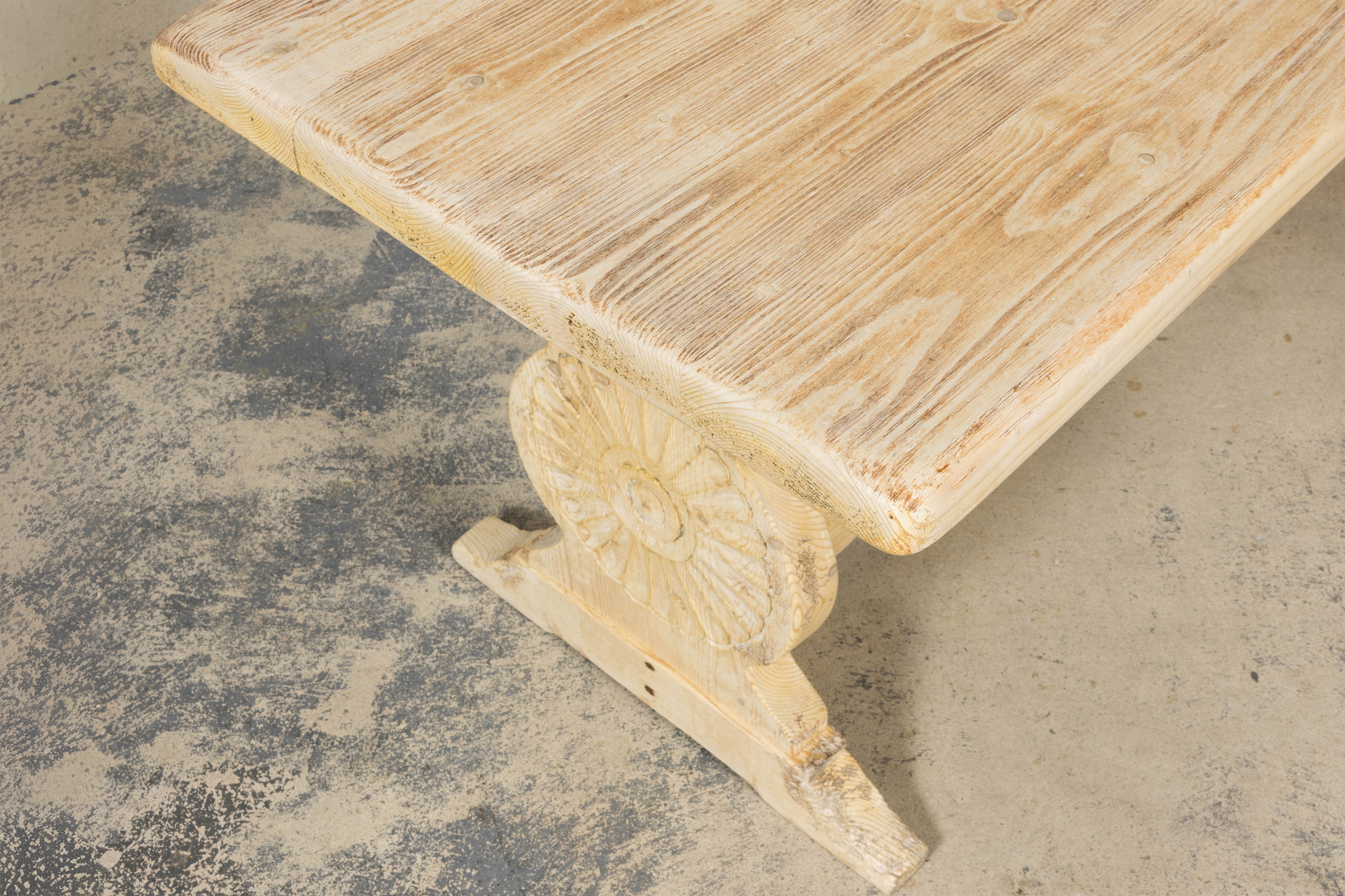 Late 19th Century French Provincial Bleached Pine Monastery Dining Table