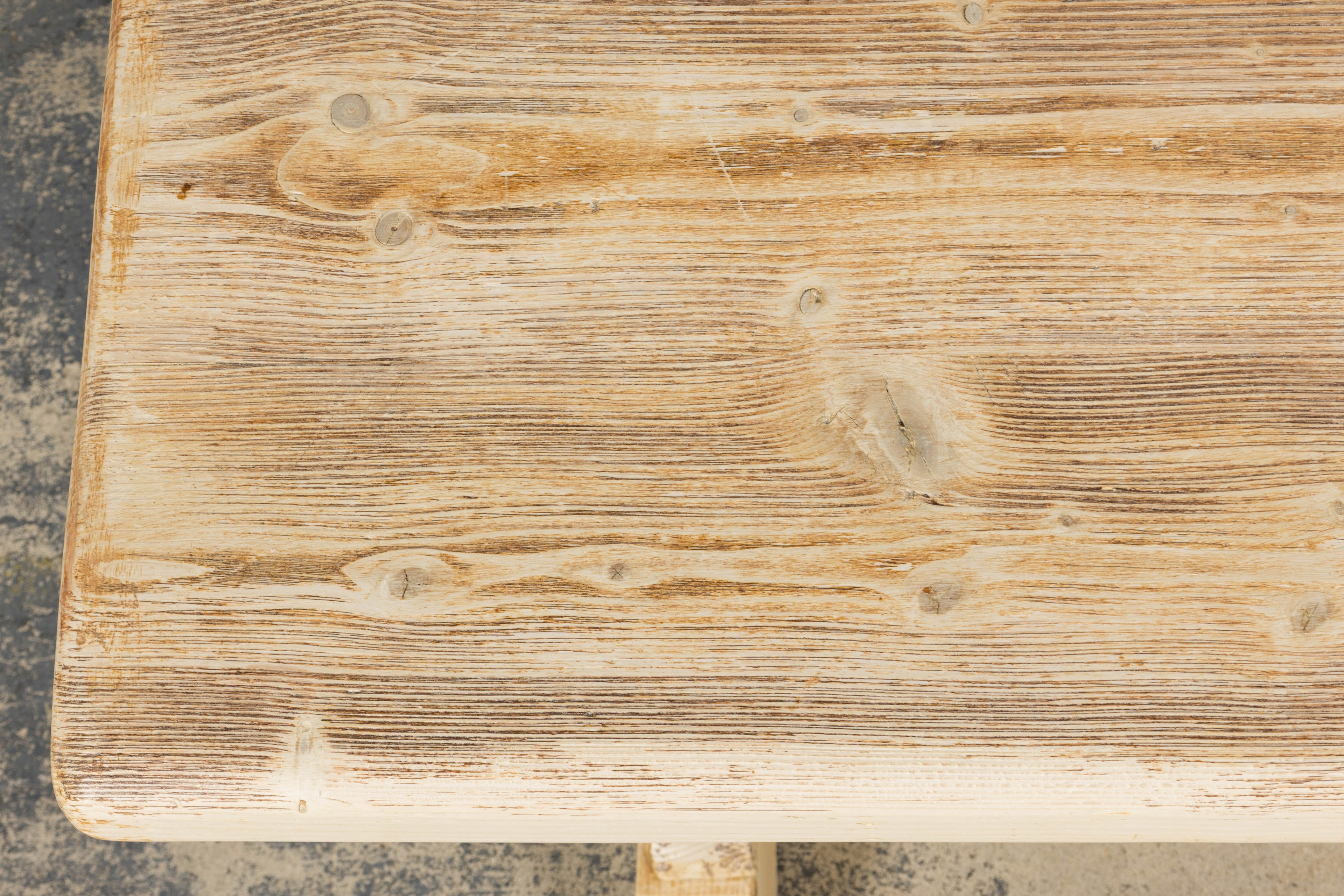 Late 19th Century French Provincial Bleached Pine Monastery Dining Table