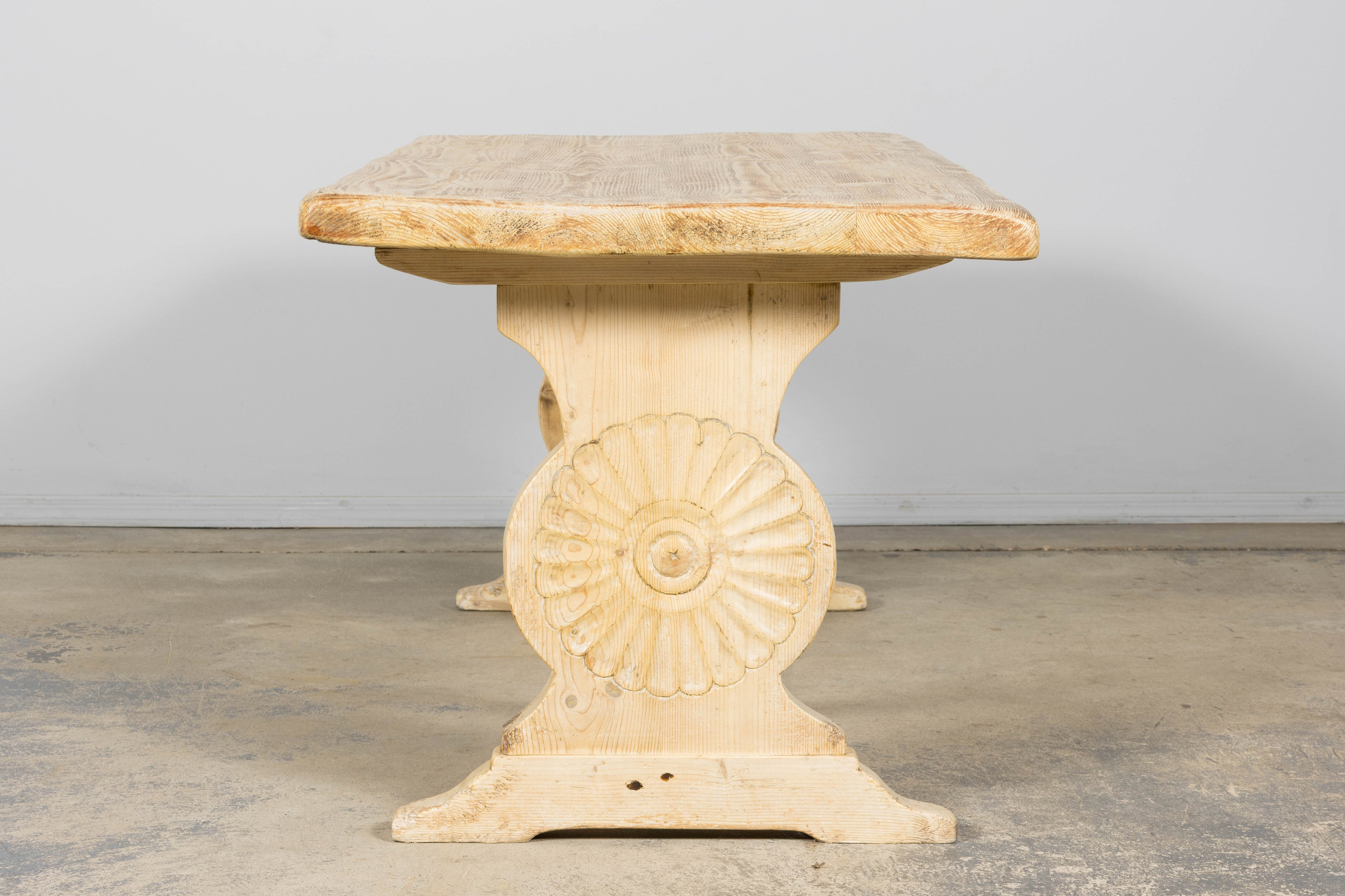 Late 19th Century French Provincial Bleached Pine Monastery Dining Table