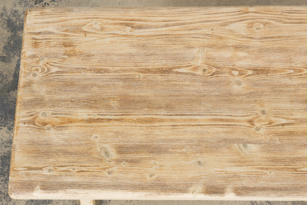 Late 19th Century French Provincial Bleached Pine Monastery Dining Table