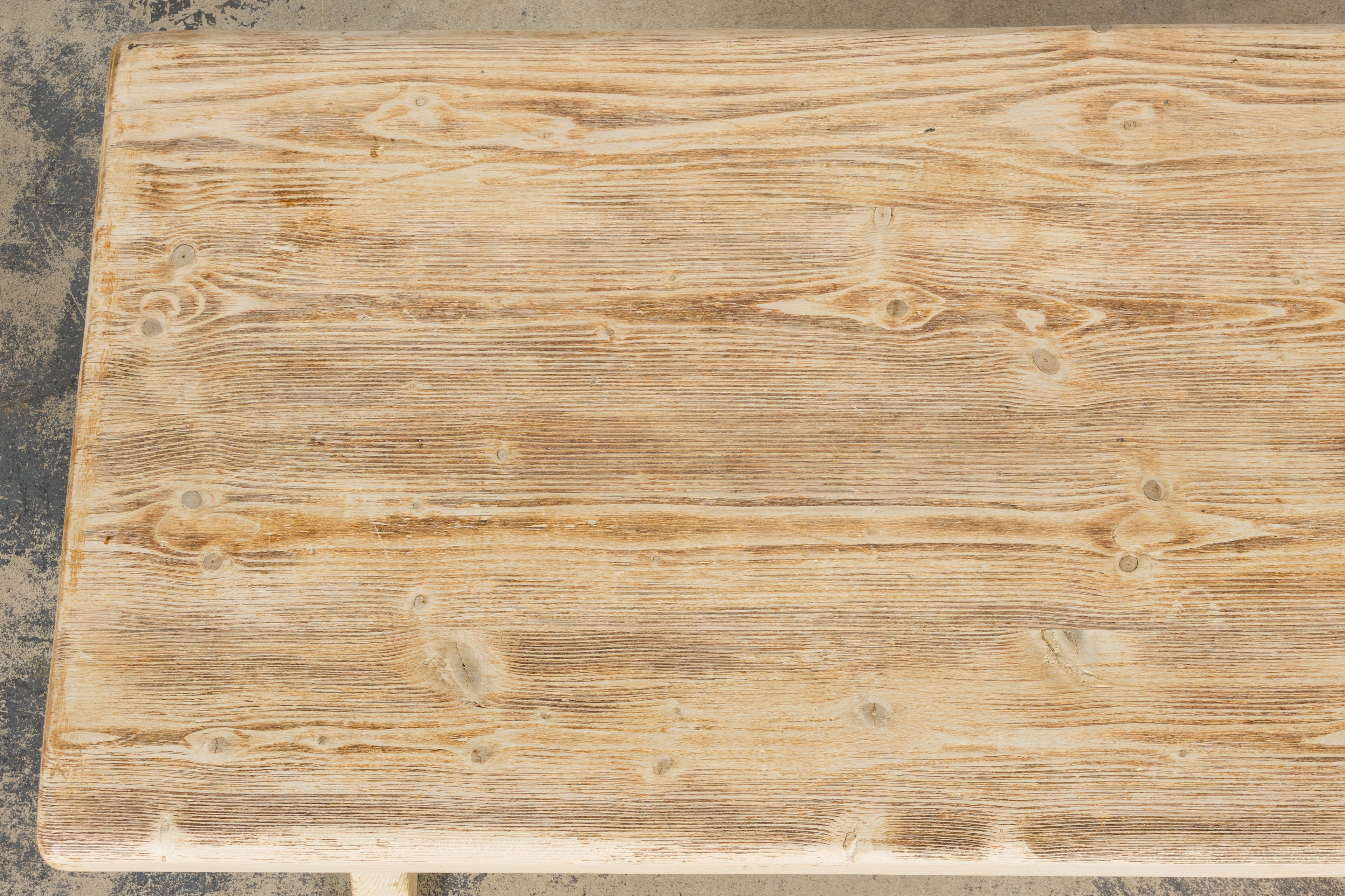 Late 19th Century French Provincial Bleached Pine Monastery Dining Table