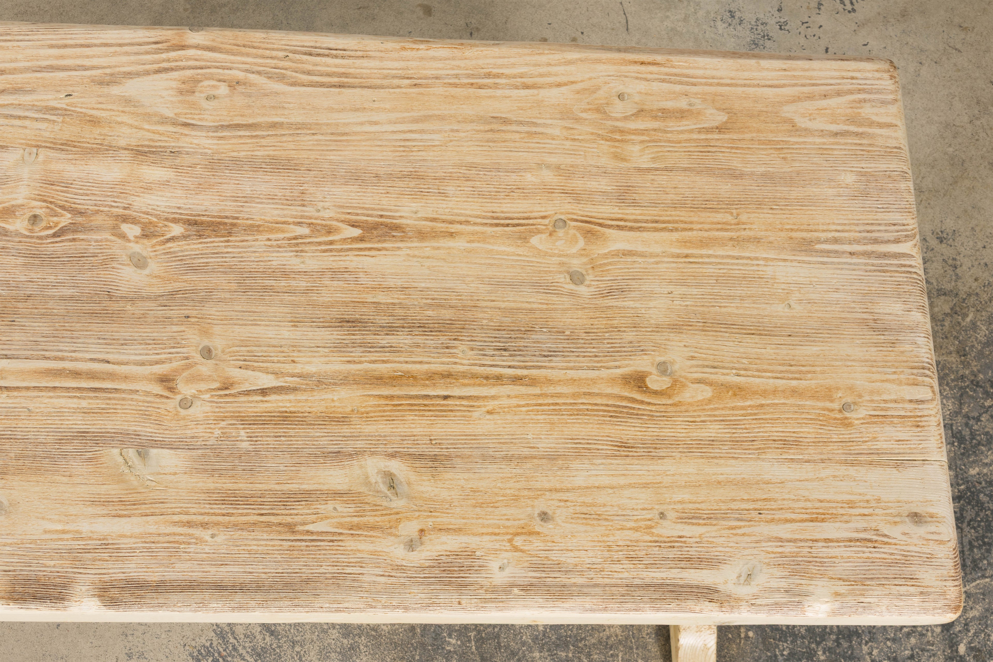 Late 19th Century French Provincial Bleached Pine Monastery Dining Table
