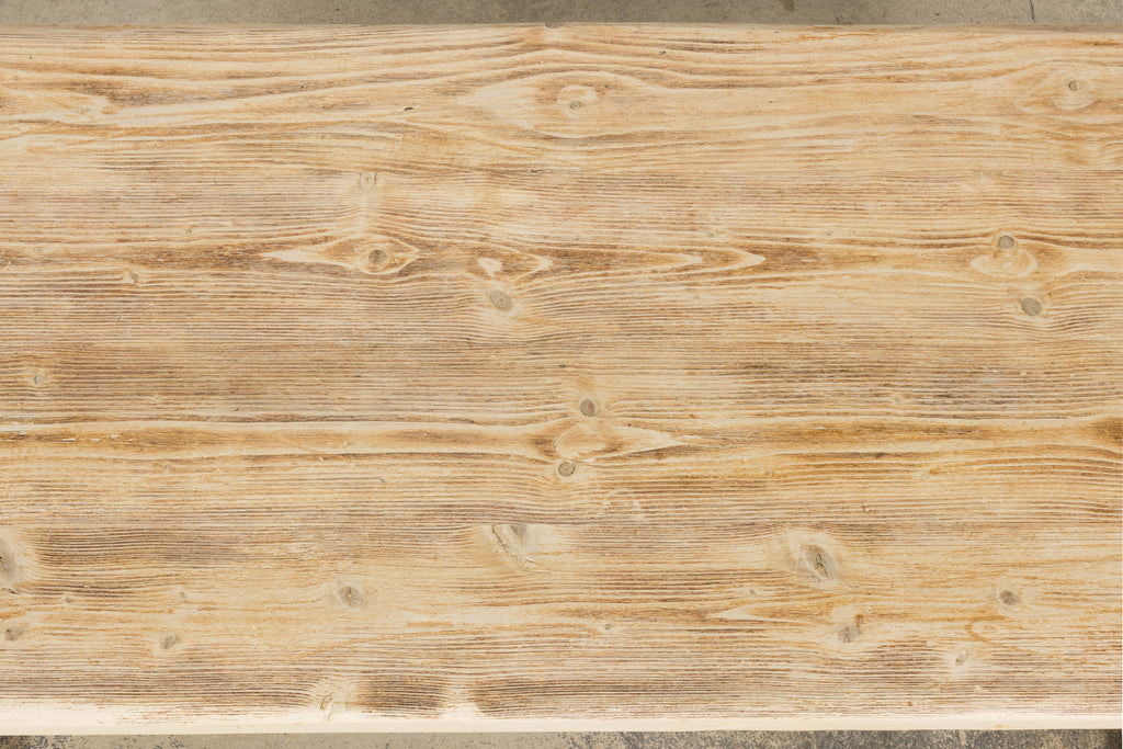 Late 19th Century French Provincial Bleached Pine Monastery Dining Table