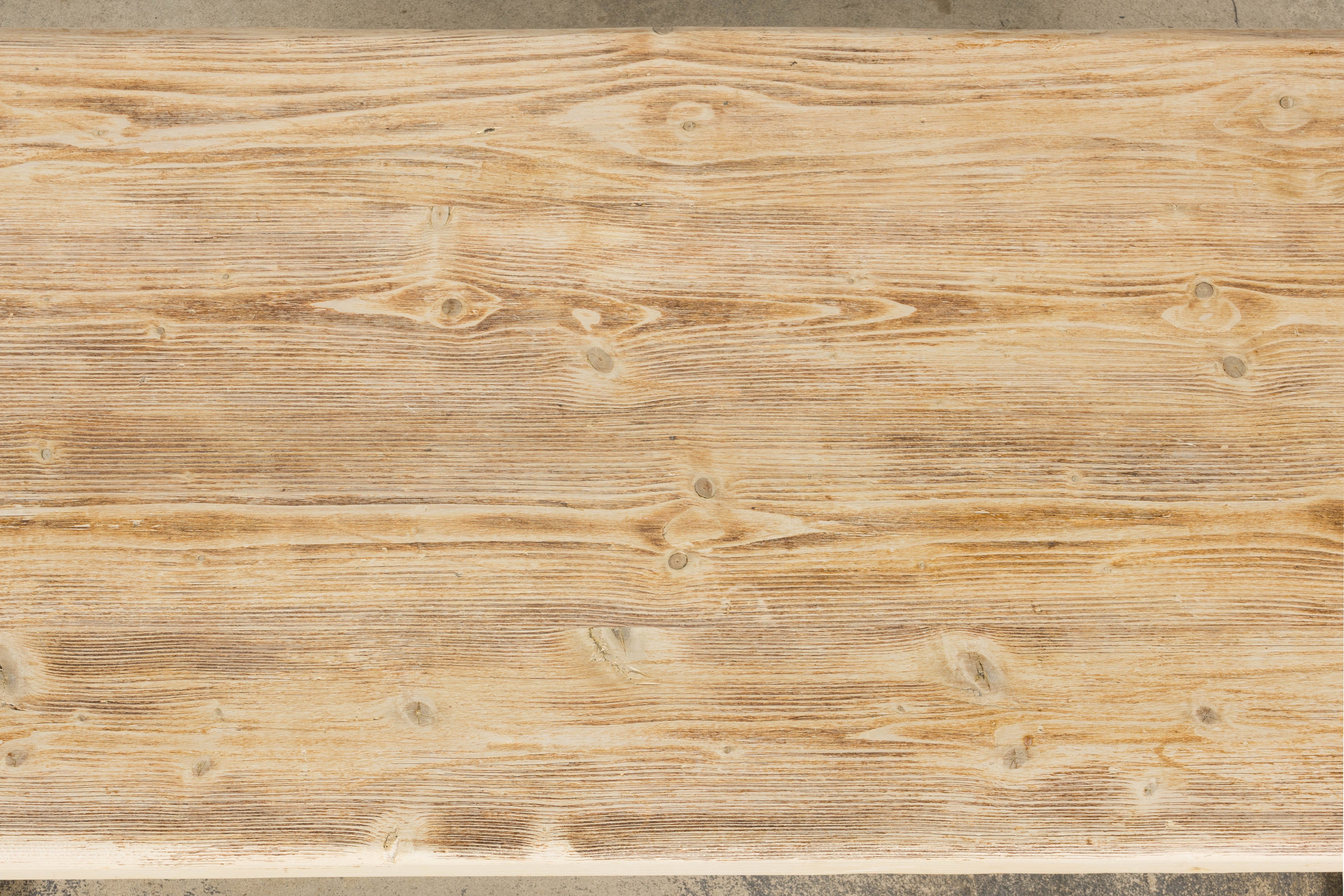 Late 19th Century French Provincial Bleached Pine Monastery Dining Table
