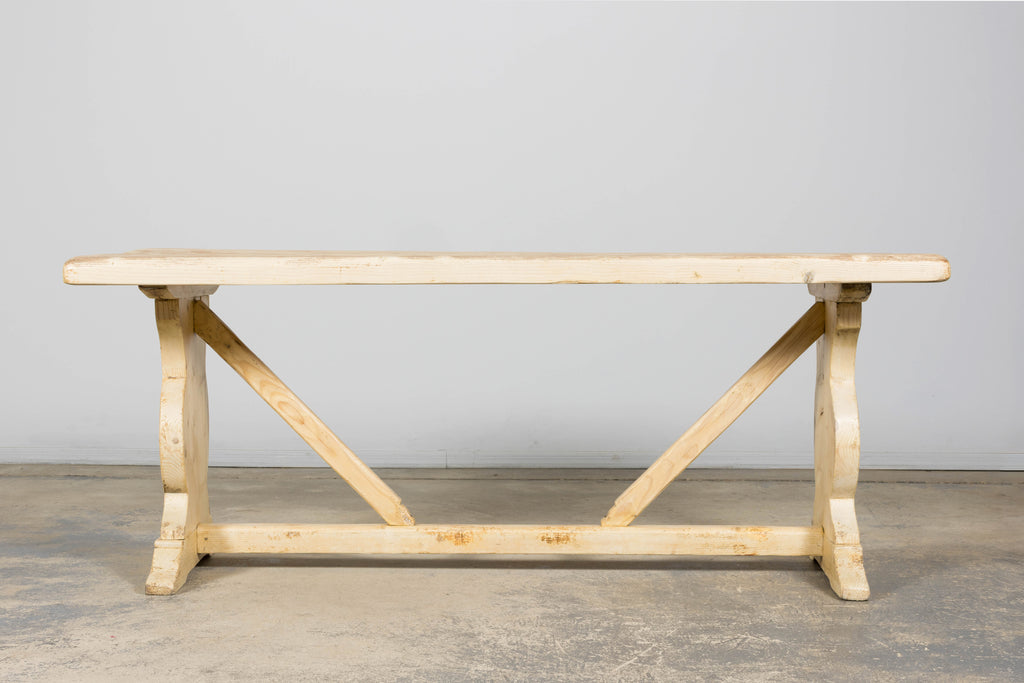 Late 19th Century French Provincial Bleached Pine Monastery Dining Table