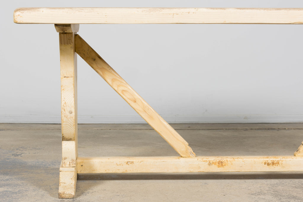 Late 19th Century French Provincial Bleached Pine Monastery Dining Table