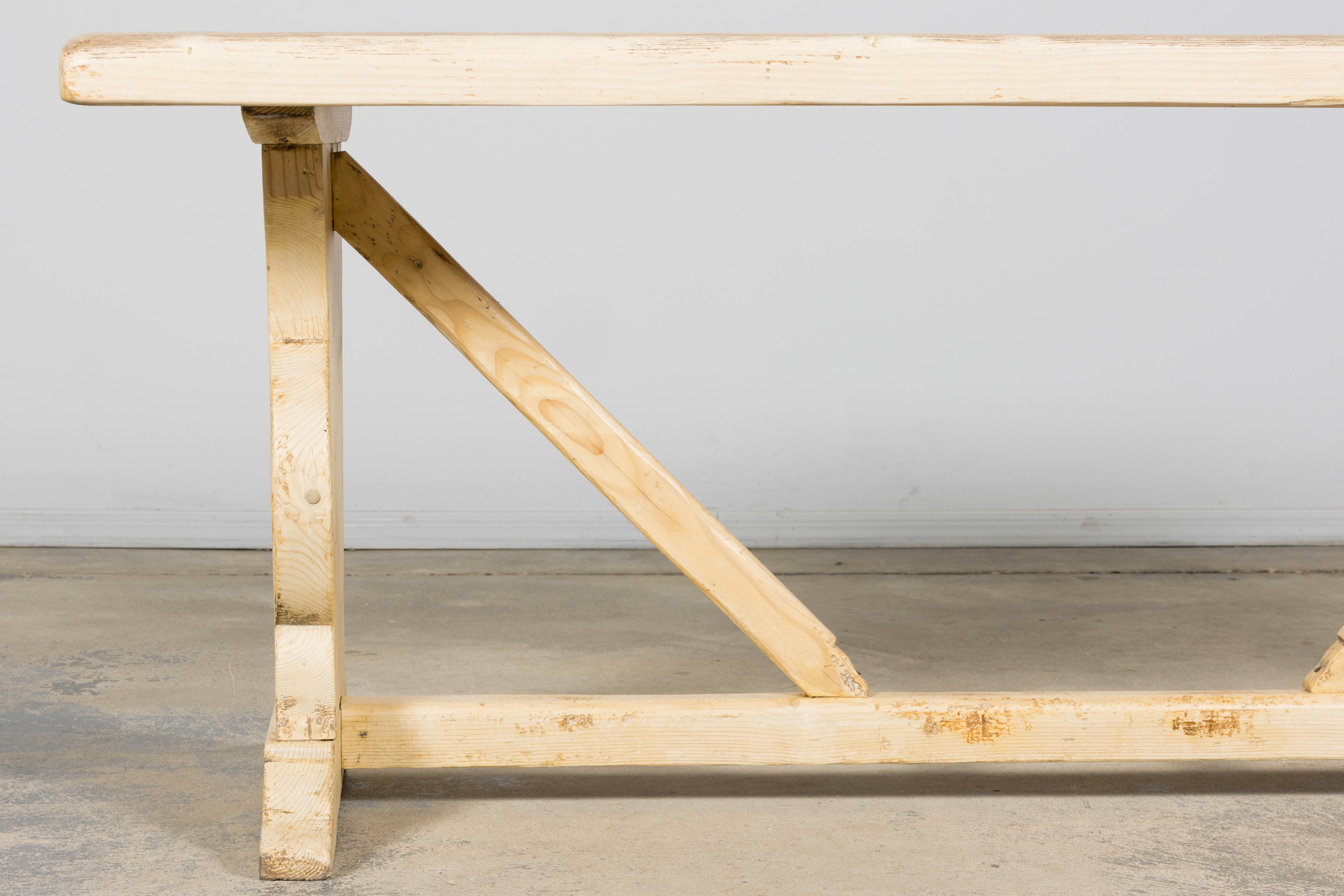 Late 19th Century French Provincial Bleached Pine Monastery Dining Table