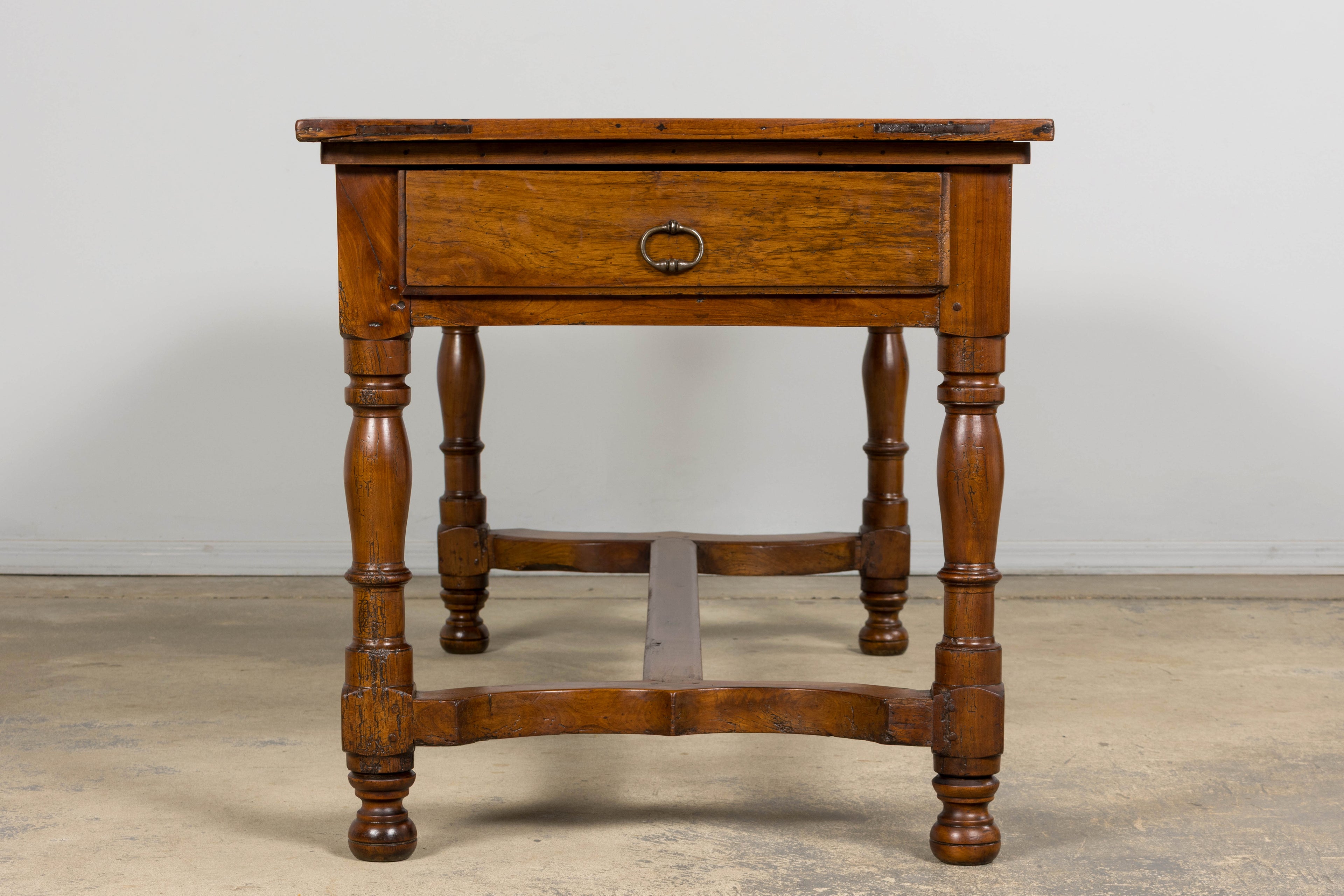 Late 19th Century French Provincial Fruitwood Trestle Dining Table
