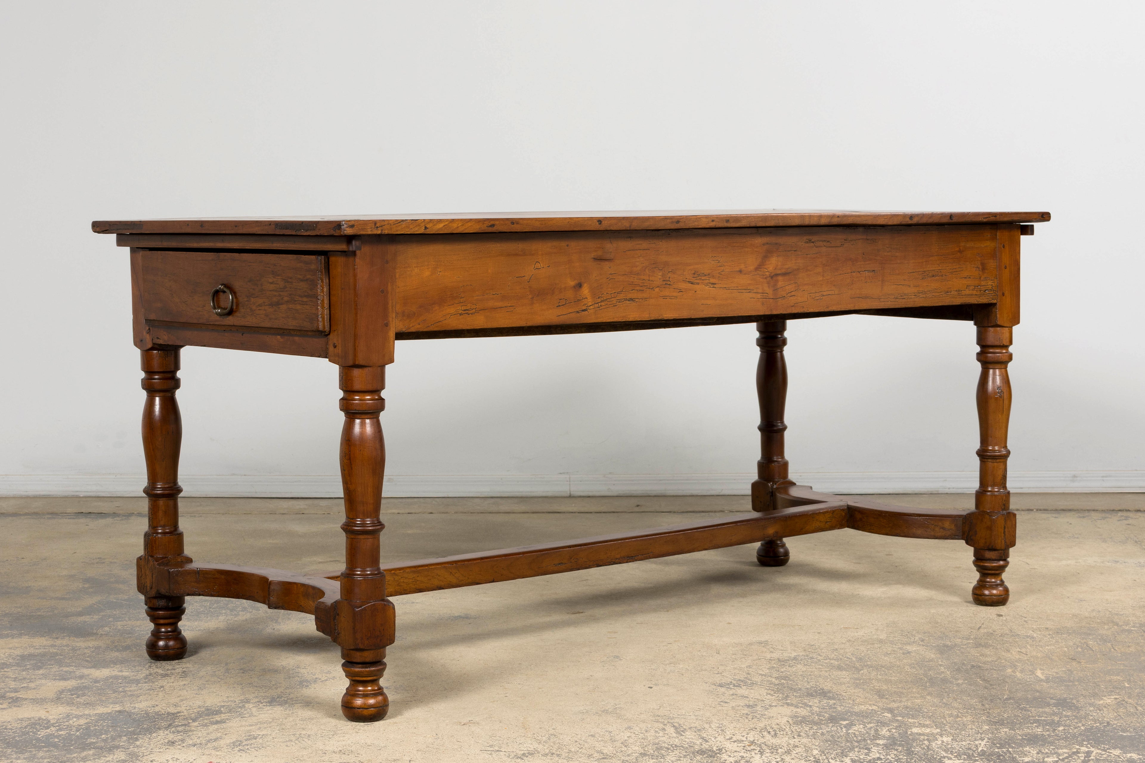 Late 19th Century French Provincial Fruitwood Trestle Dining Table