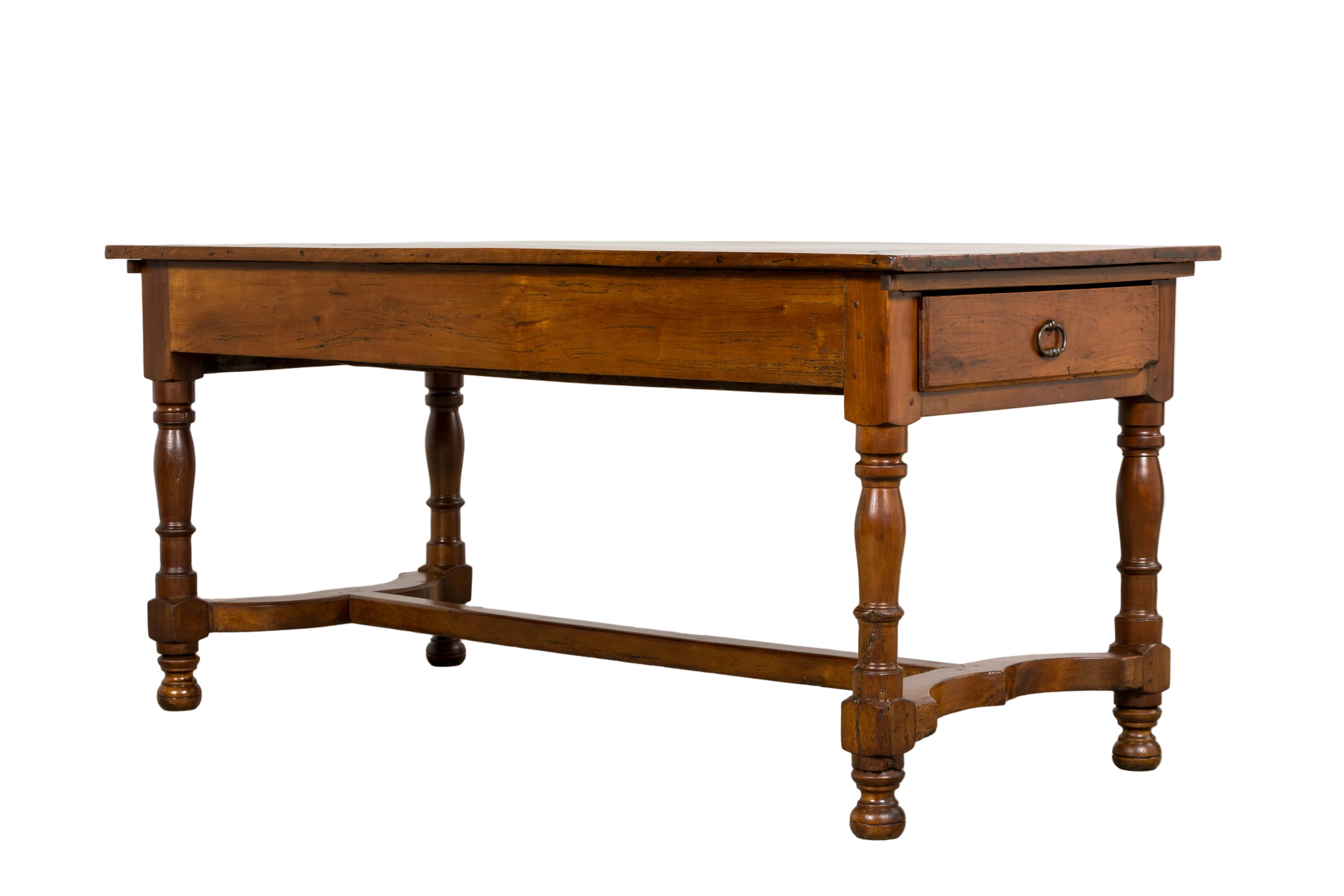 Late 19th Century French Provincial Fruitwood Trestle Dining Table
