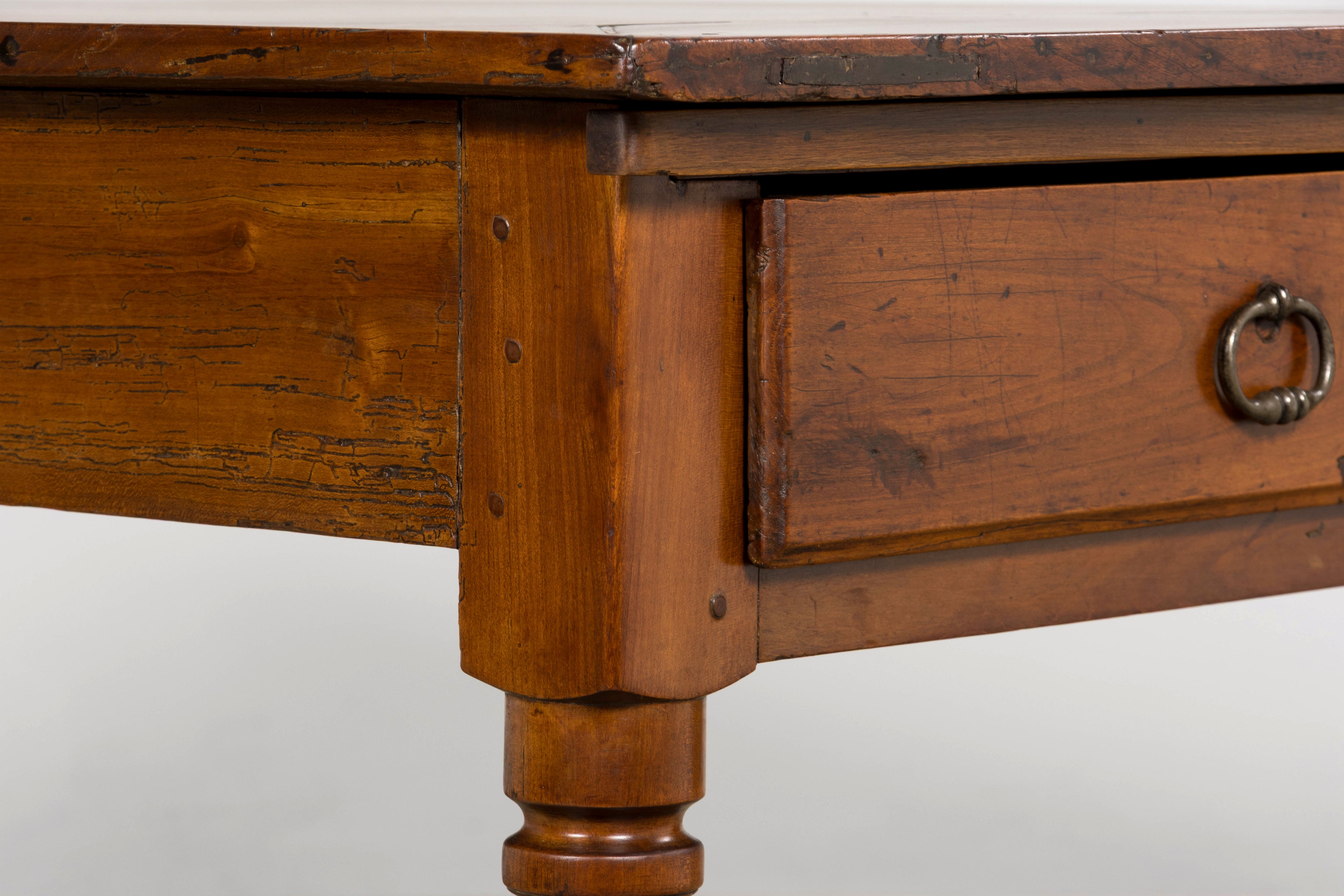 Late 19th Century French Provincial Fruitwood Trestle Dining Table