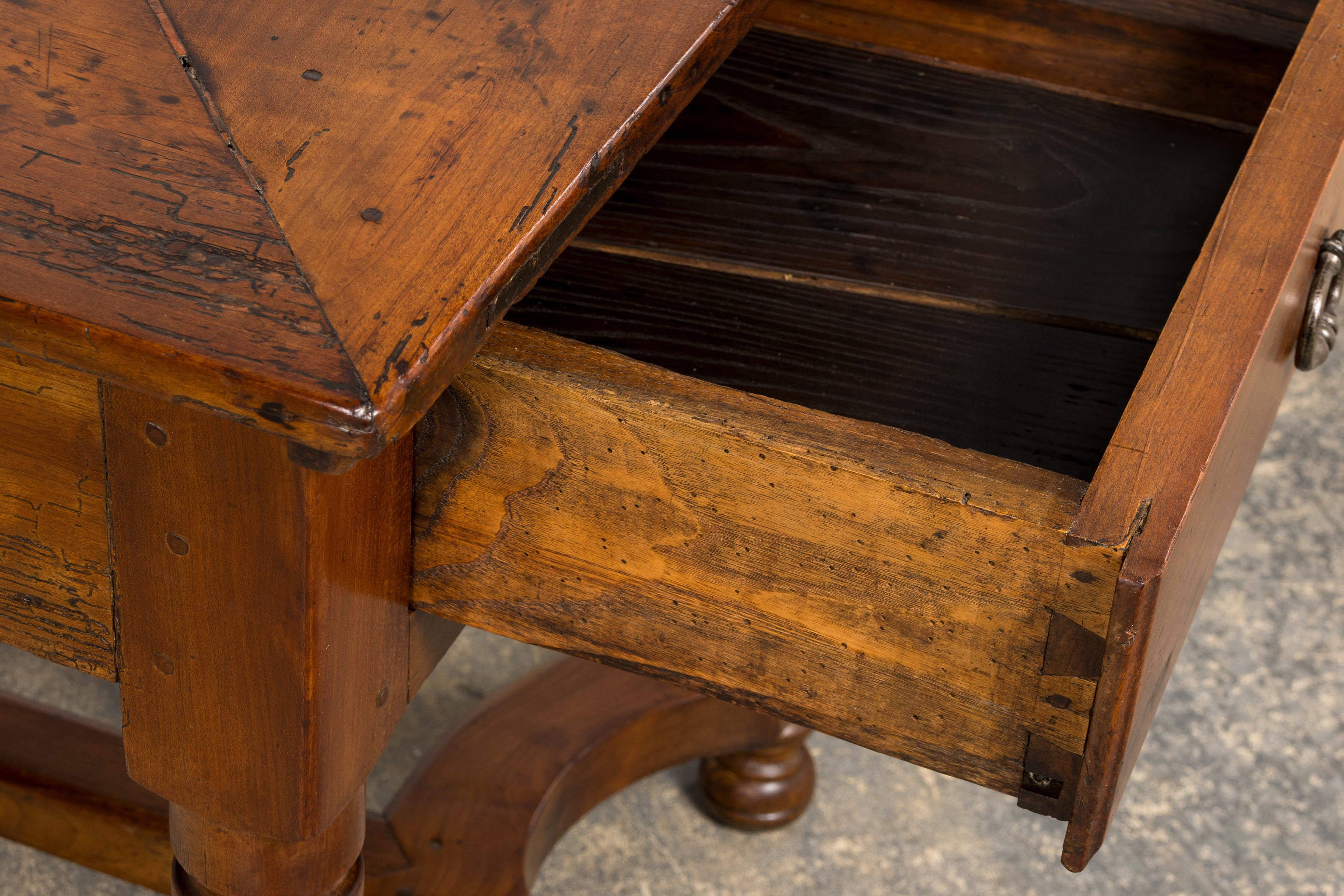 Late 19th Century French Provincial Fruitwood Trestle Dining Table