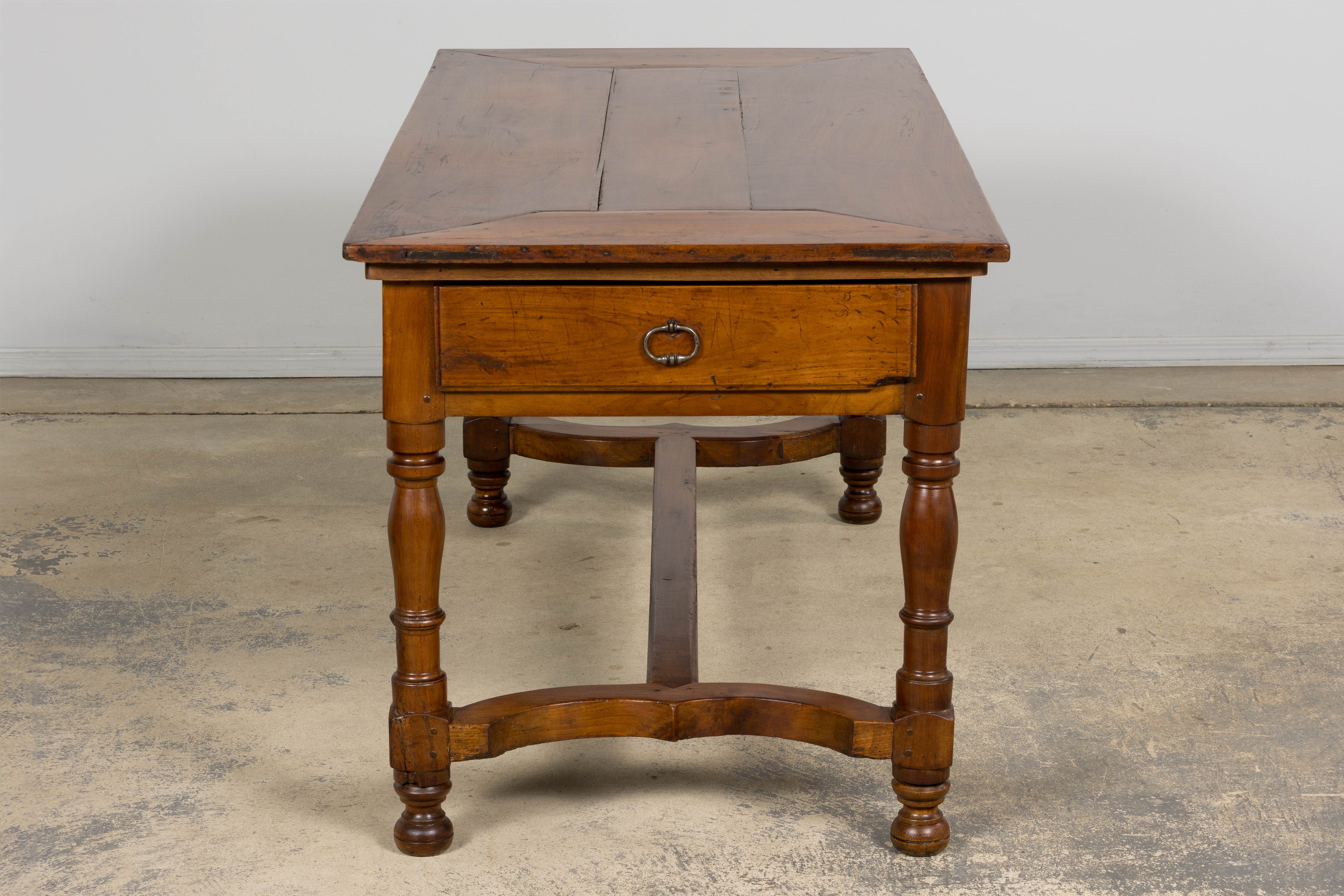 Late 19th Century French Provincial Fruitwood Trestle Dining Table