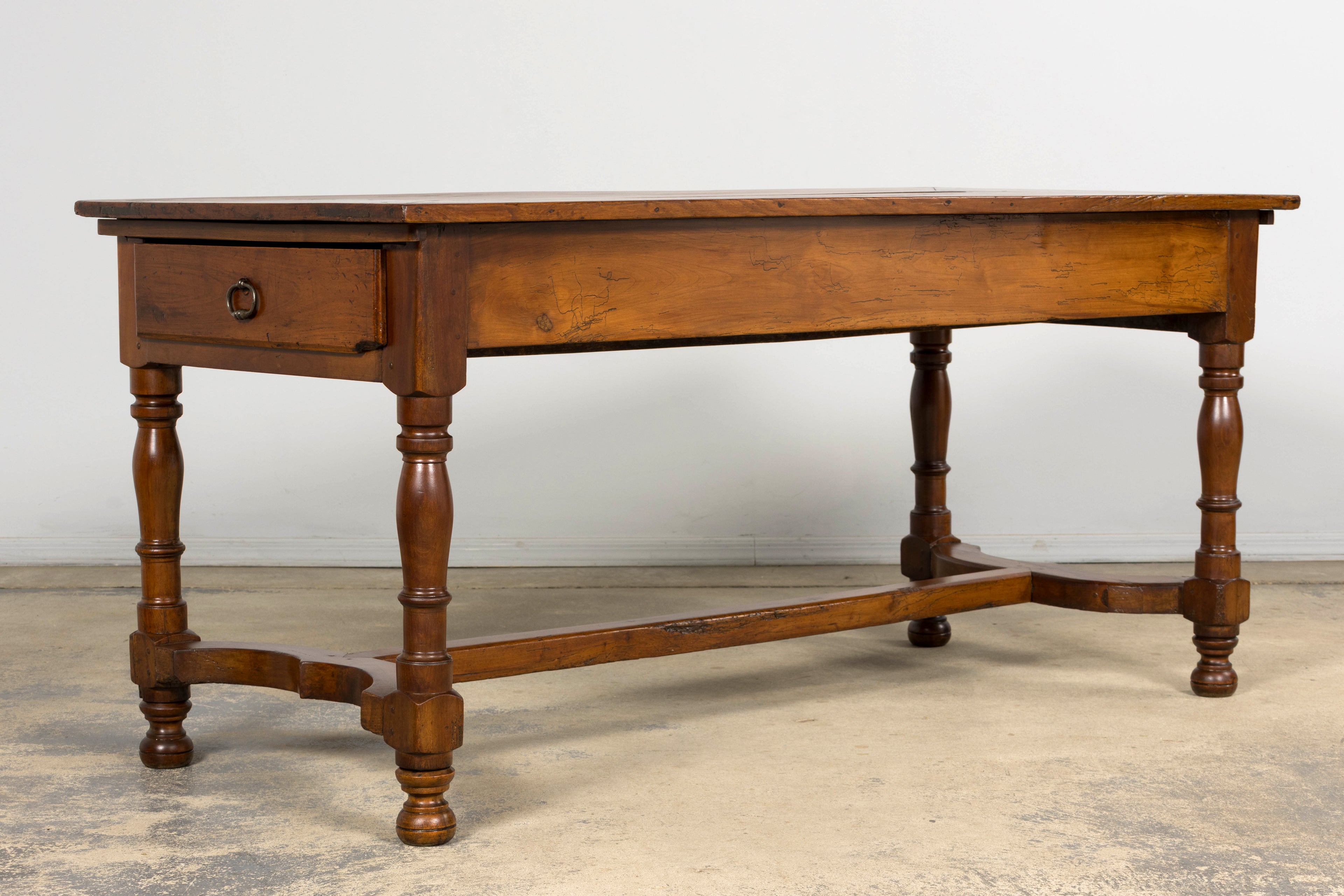 Late 19th Century French Provincial Fruitwood Trestle Dining Table