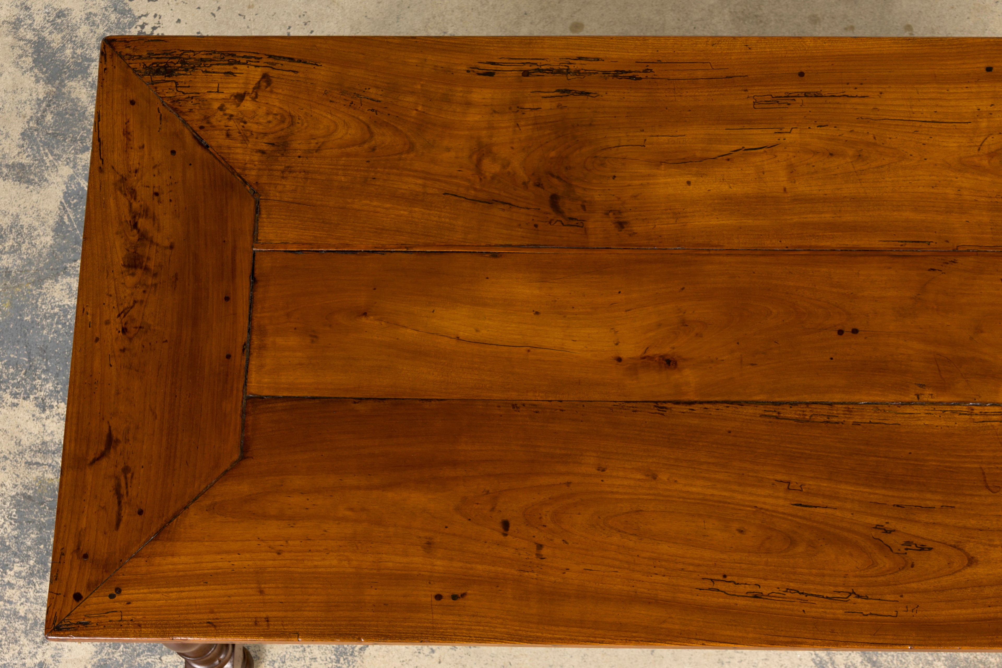 Late 19th Century French Provincial Fruitwood Trestle Dining Table