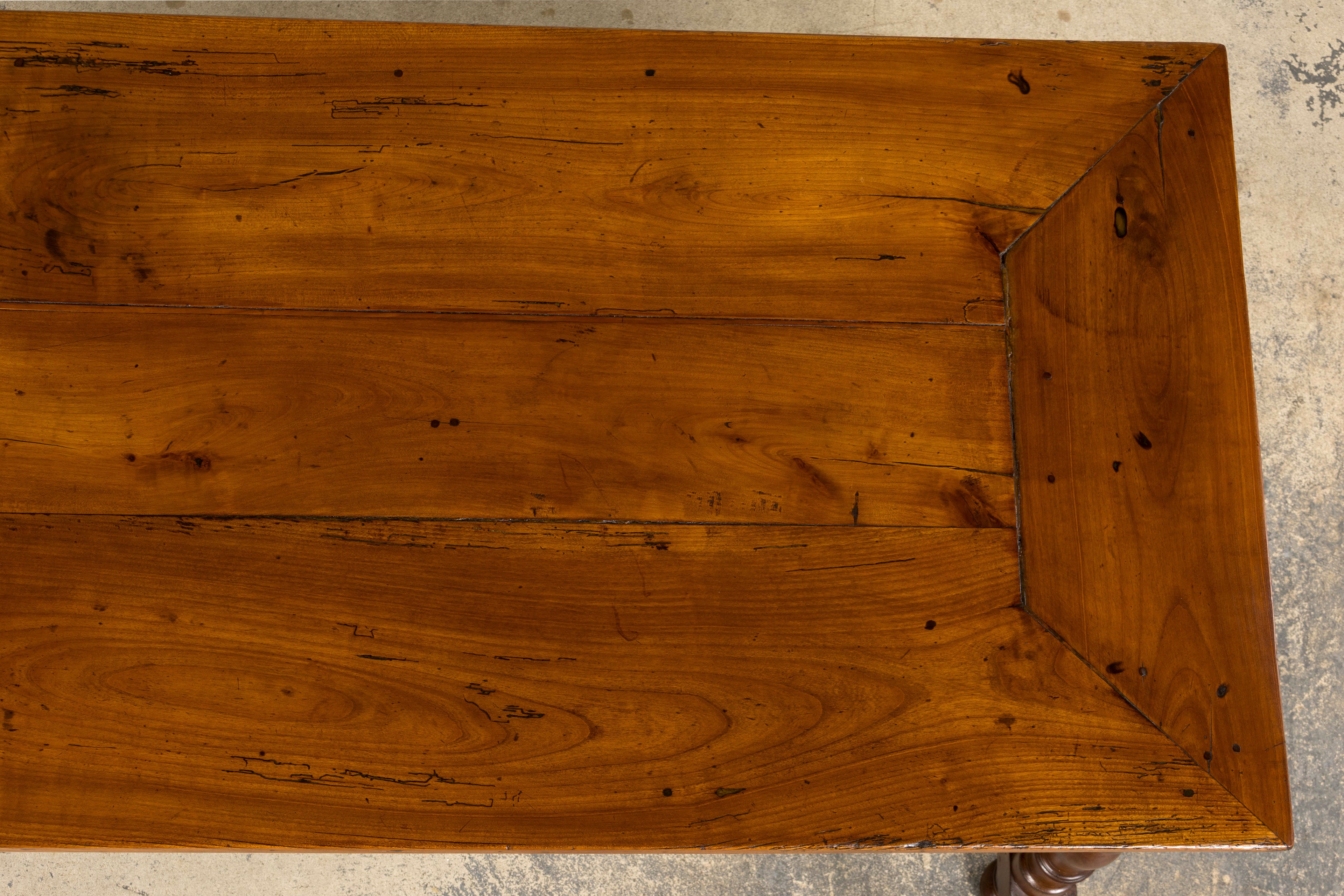 Late 19th Century French Provincial Fruitwood Trestle Dining Table