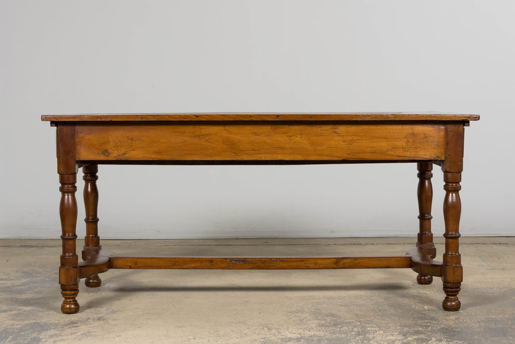 Late 19th Century French Provincial Fruitwood Trestle Dining Table