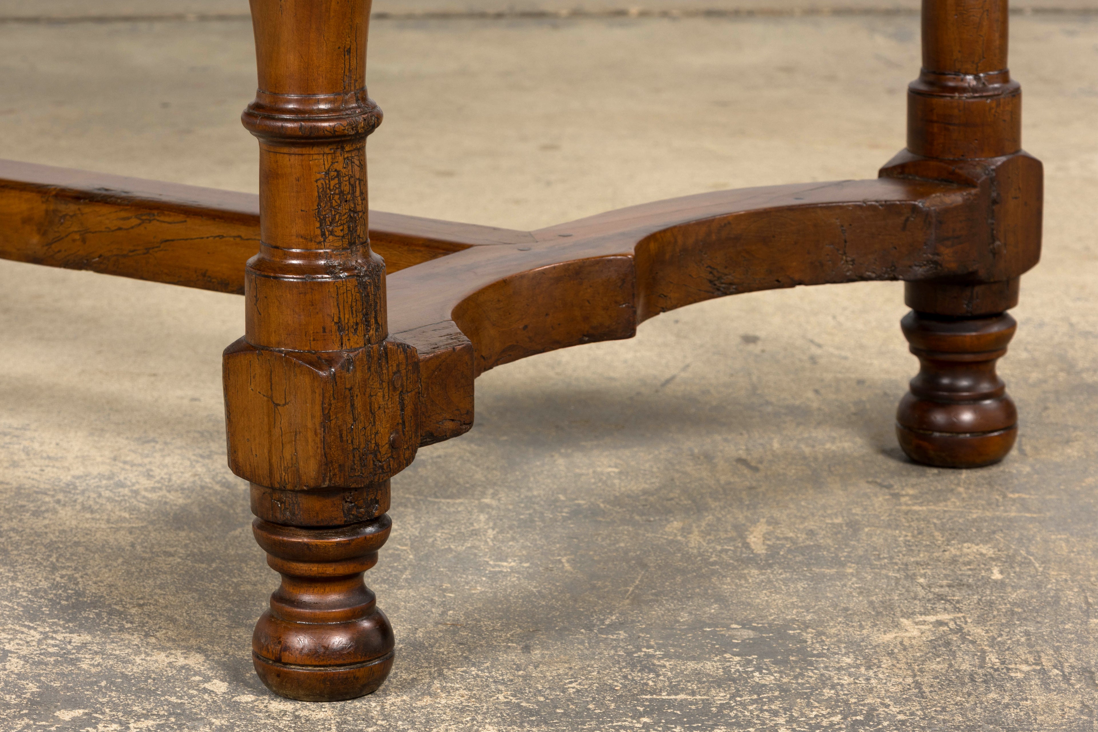 Late 19th Century French Provincial Fruitwood Trestle Dining Table