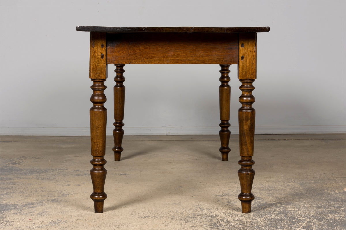Mid-19th Century French Provincial Louis Philippe Style Oak Writing Table