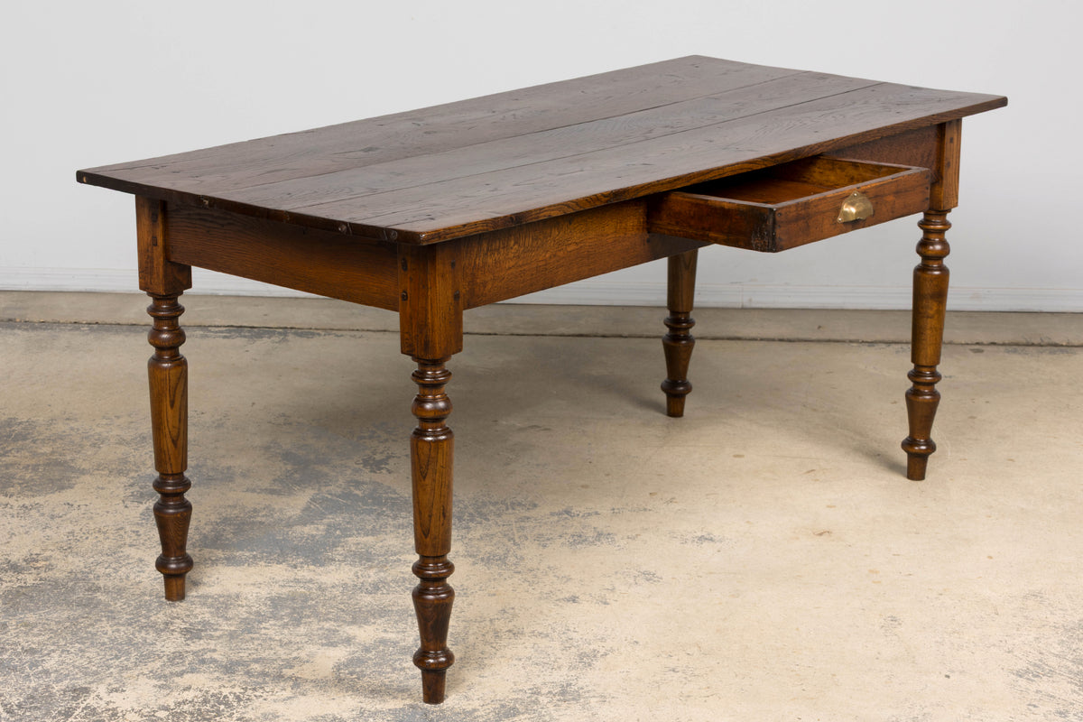 Mid-19th Century French Provincial Louis Philippe Style Oak Writing Table