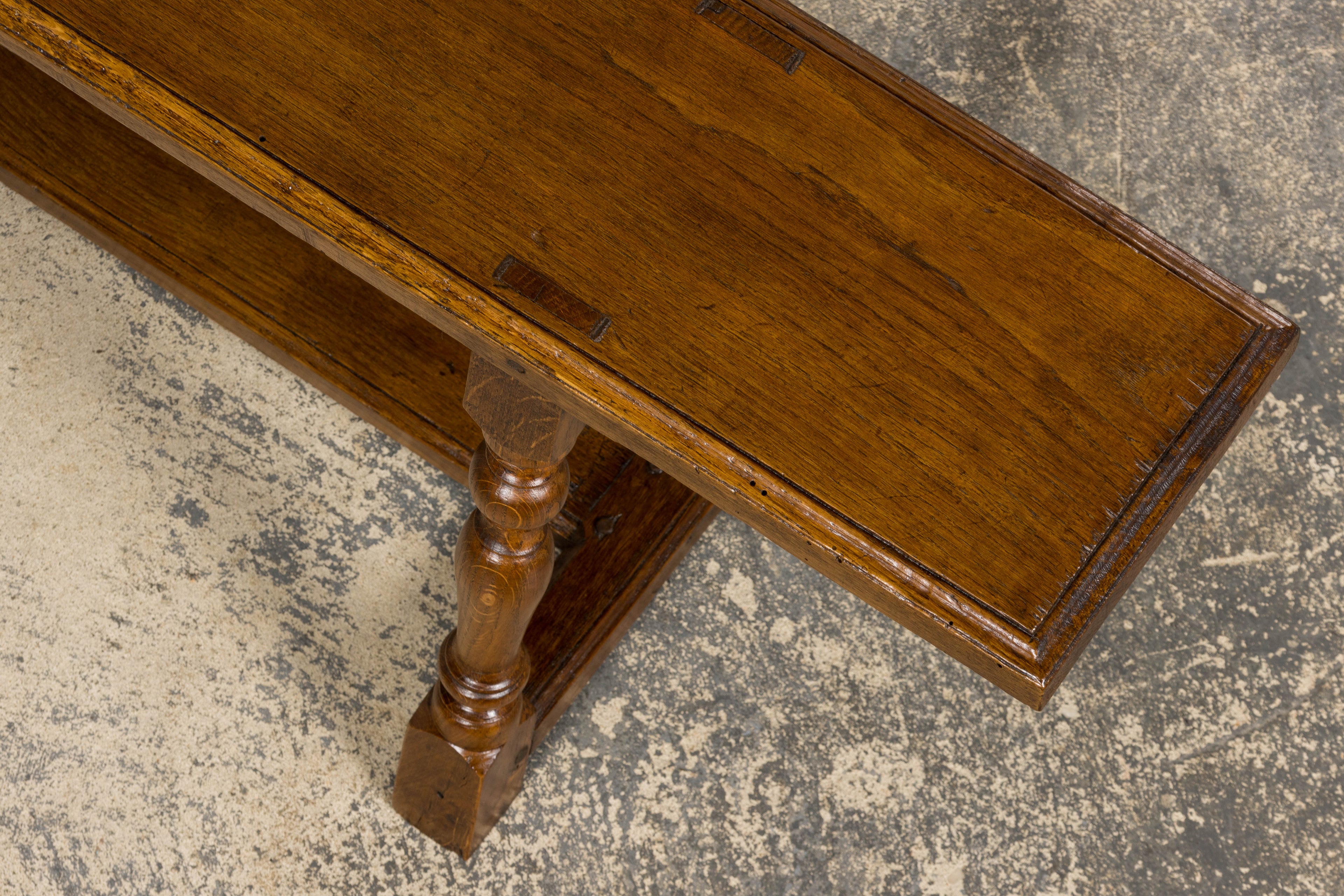 Late 19th Century French Provincial Oak Farmhouse Benches – A Pair