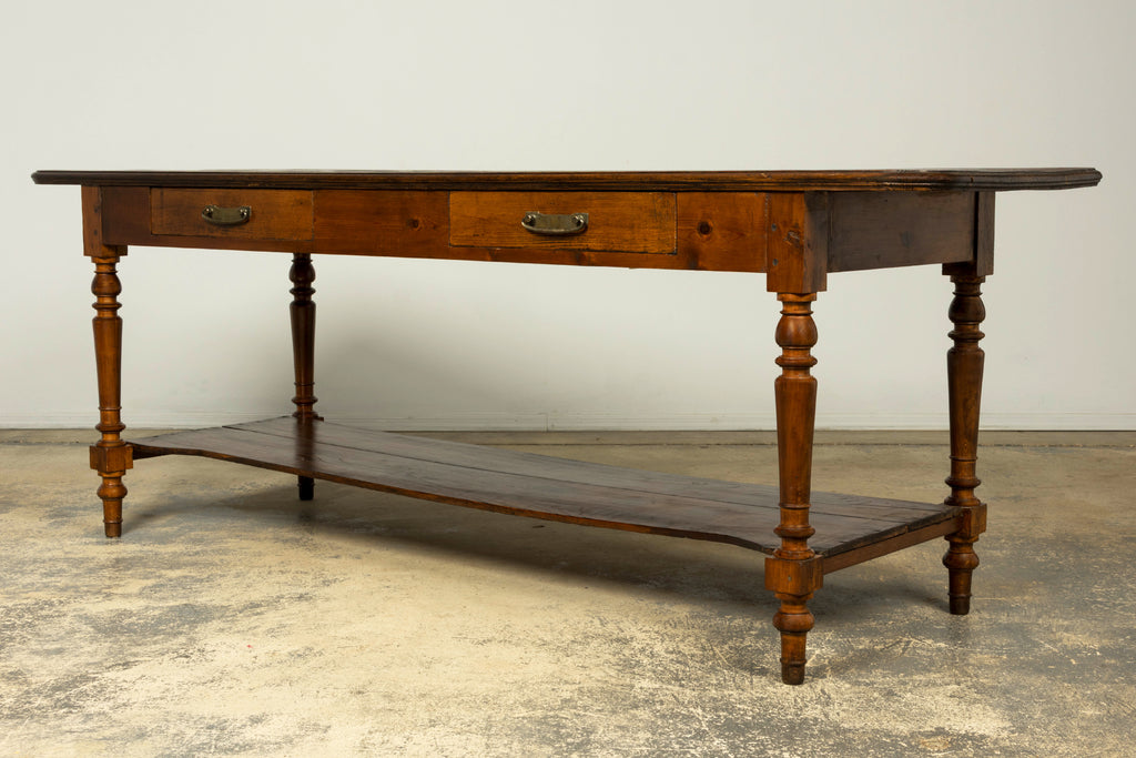 Late 19th Century French Provincial Pine Draper’s Table or Kitchen Island