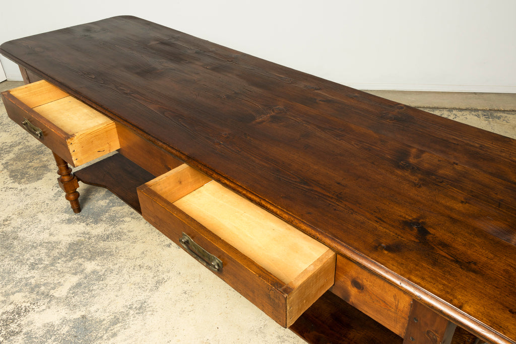 Late 19th Century French Provincial Pine Draper’s Table or Kitchen Island