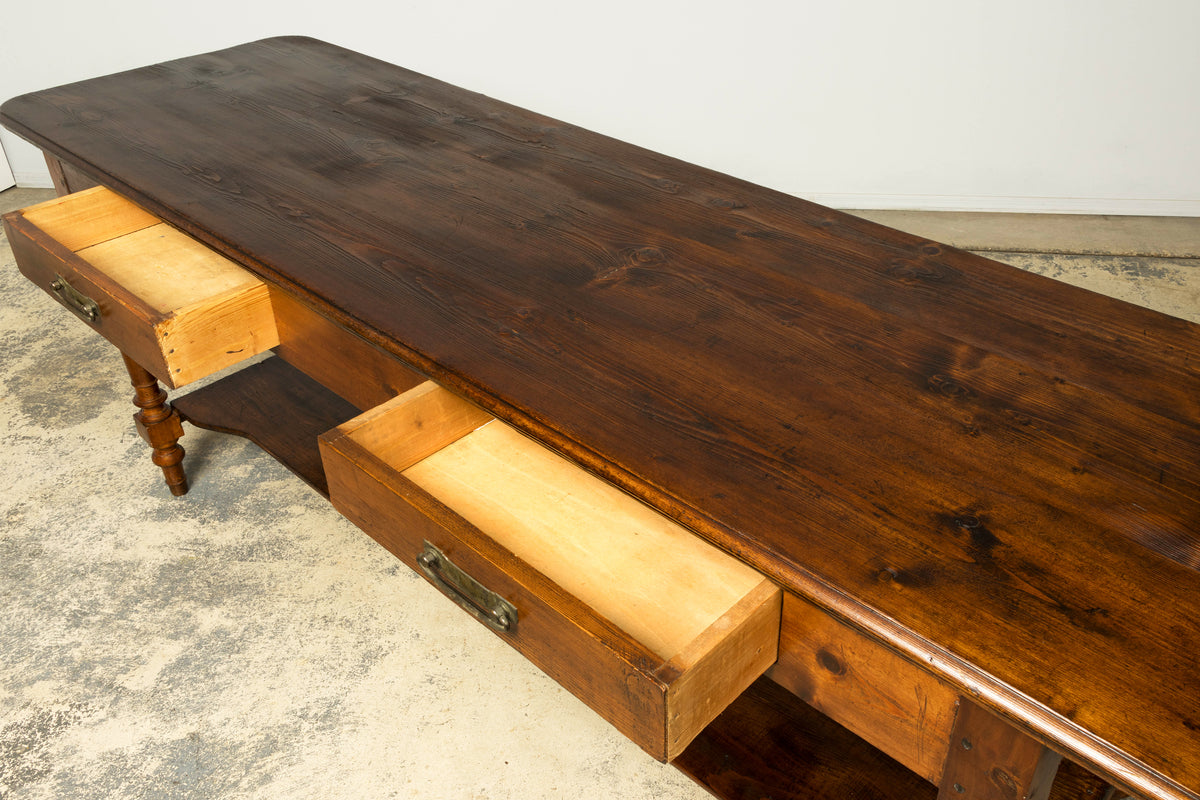 Late 19th Century French Provincial Pine Draper’s Table or Kitchen Island