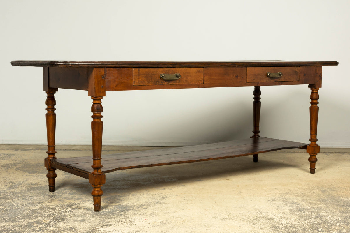 Late 19th Century French Provincial Pine Draper’s Table or Kitchen Island