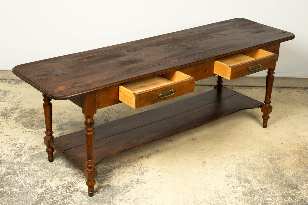 Late 19th Century French Provincial Pine Draper’s Table or Kitchen Island