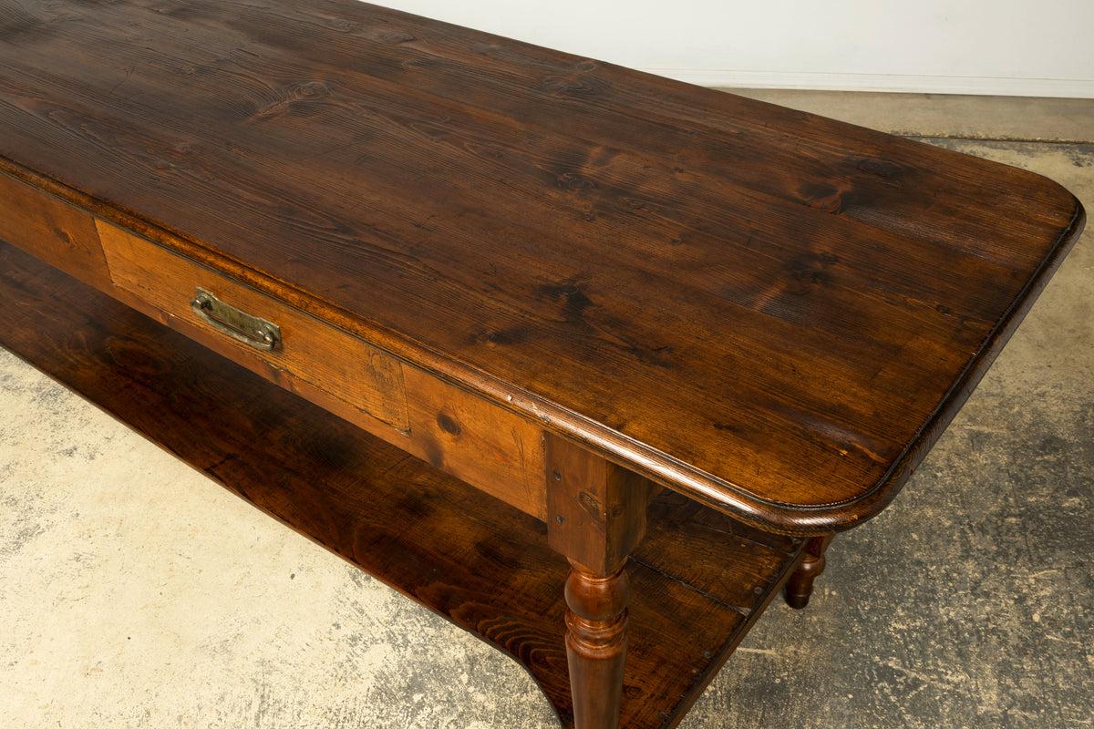 Late 19th Century French Provincial Pine Draper’s Table or Kitchen Island
