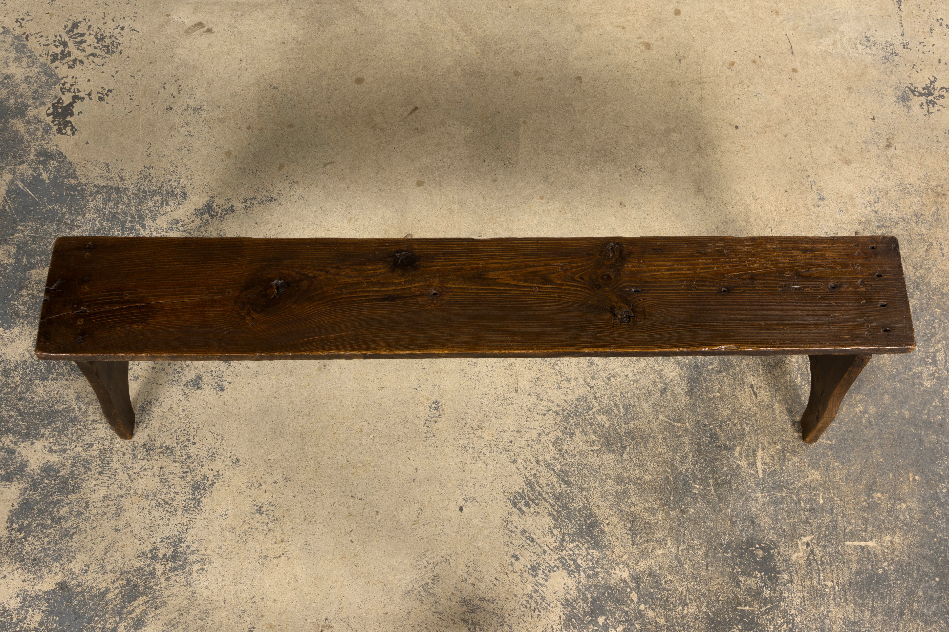 Late 19th Century French Provincial Rustic Pine Farmhouse Bench