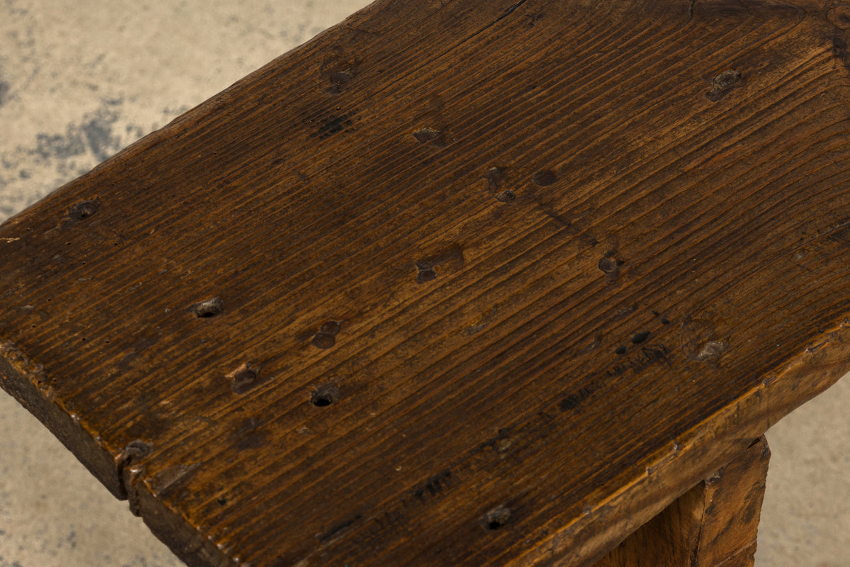 Late 19th Century French Provincial Rustic Pine Farmhouse Bench