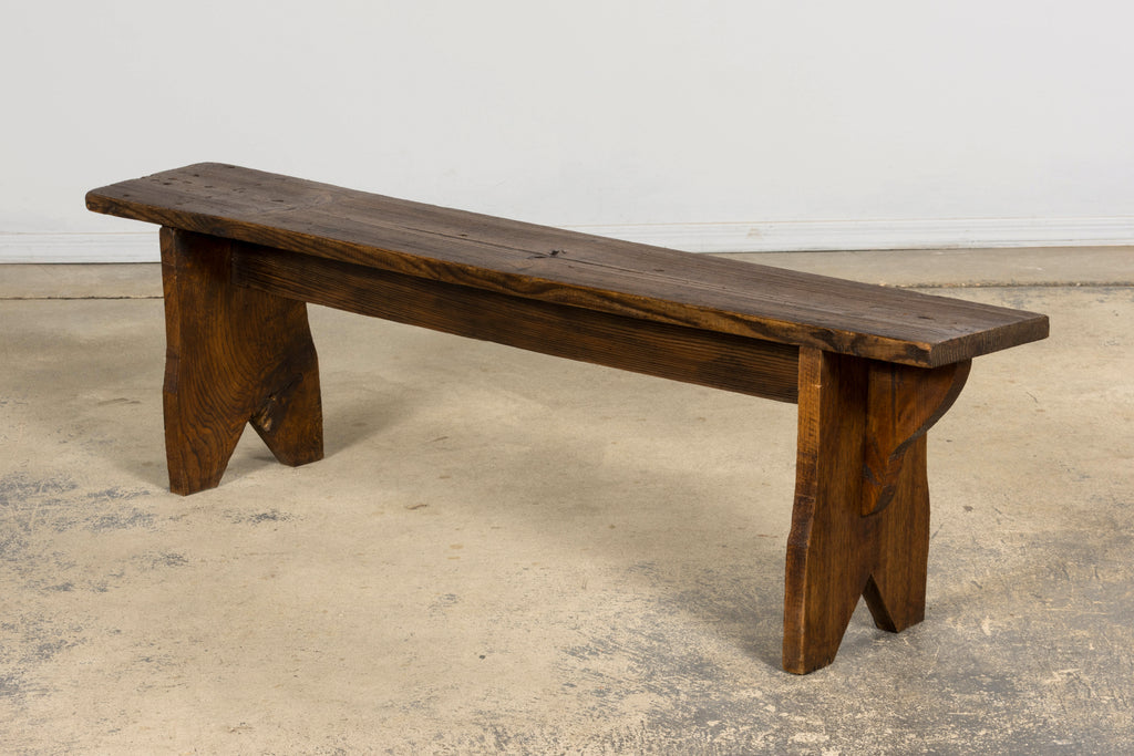 Late 19th Century French Provincial Rustic Pine Farmhouse Bench