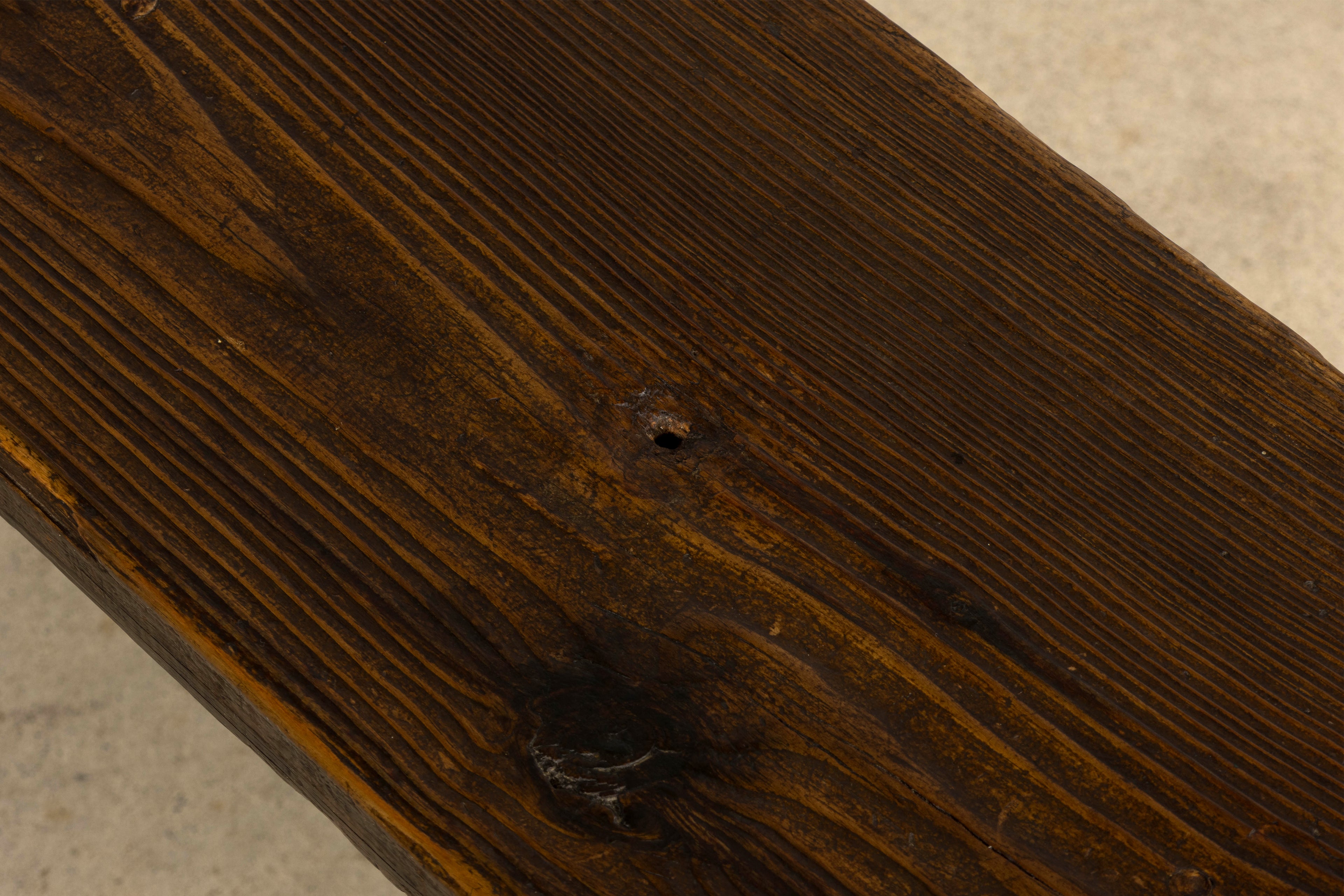 Late 19th Century French Provincial Rustic Pine Farmhouse Bench