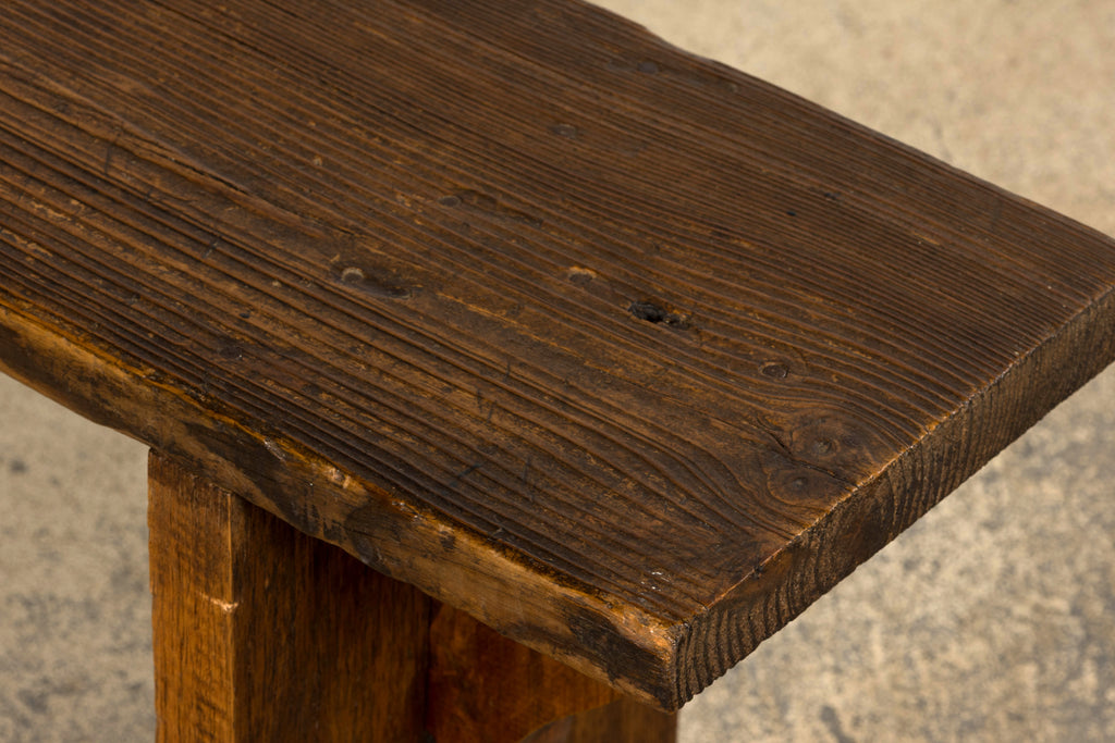 Late 19th Century French Provincial Rustic Pine Farmhouse Bench