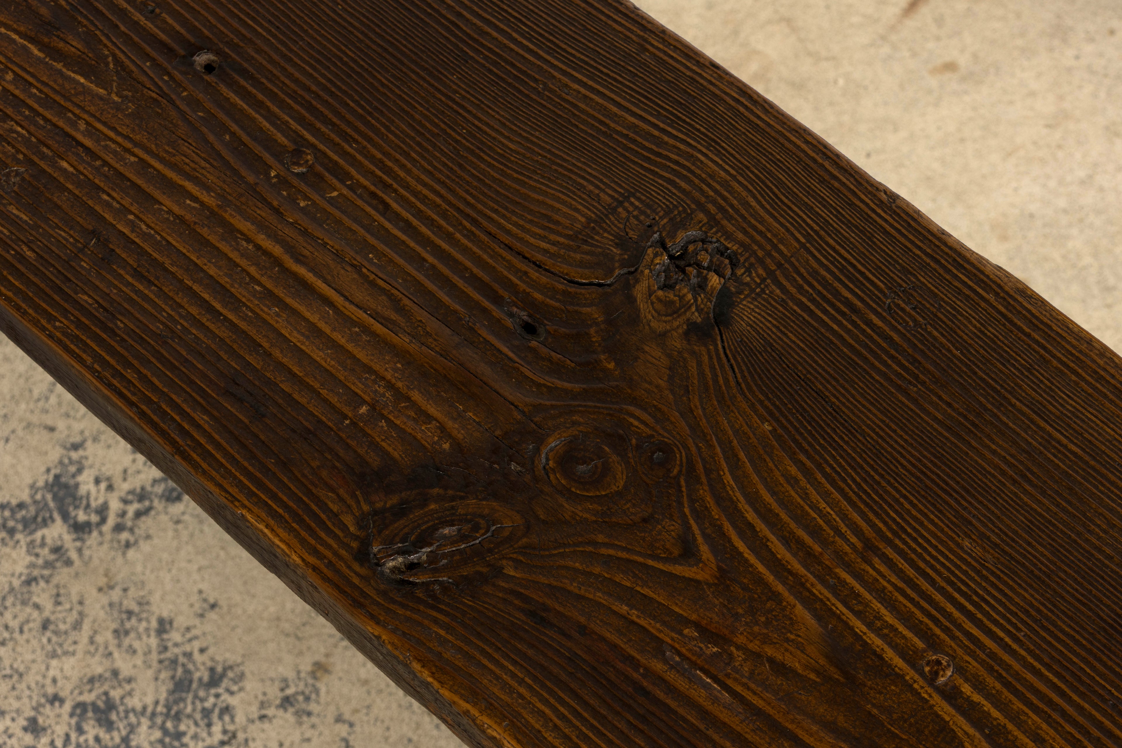 Late 19th Century French Provincial Rustic Pine Farmhouse Bench