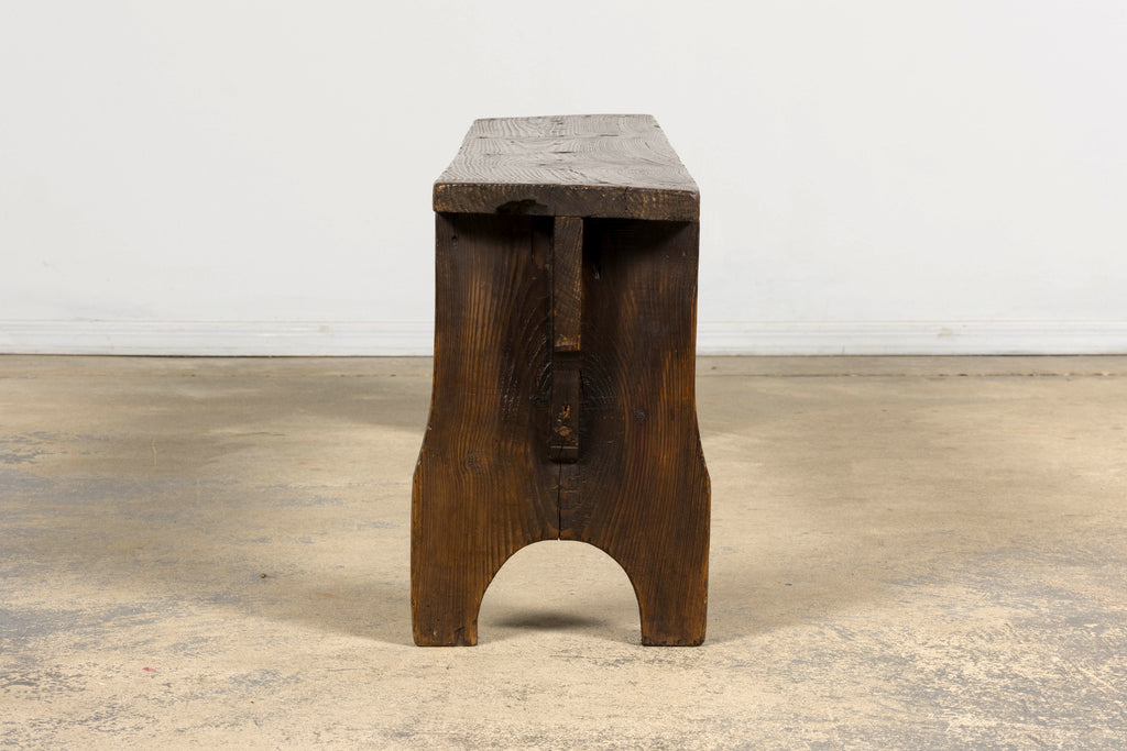 Late 19th Century French Provincial Rustic Pine Farmhouse Bench