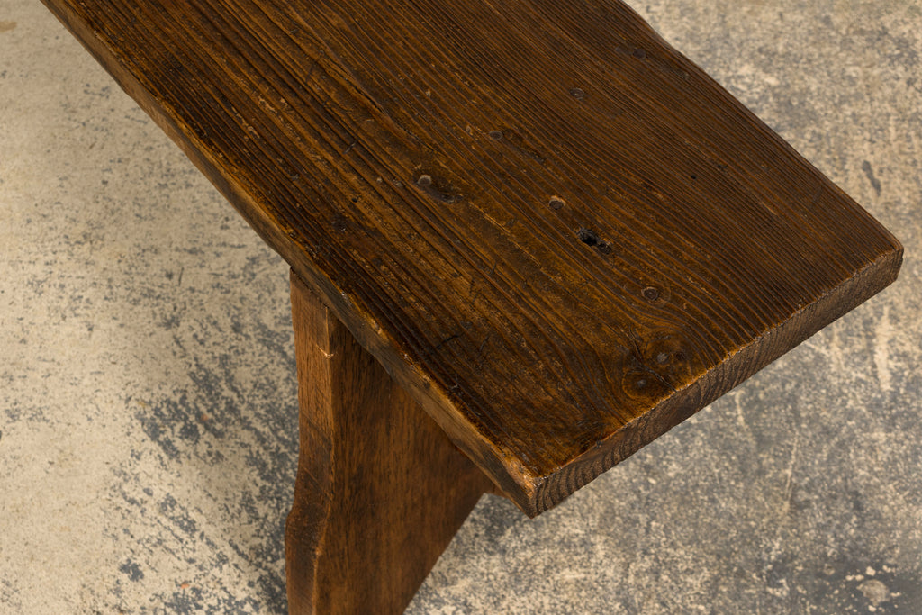Late 19th Century French Provincial Rustic Pine Farmhouse Bench