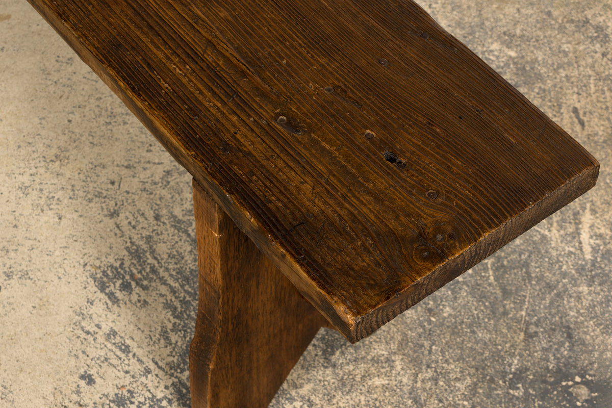 Late 19th Century French Provincial Rustic Pine Farmhouse Bench
