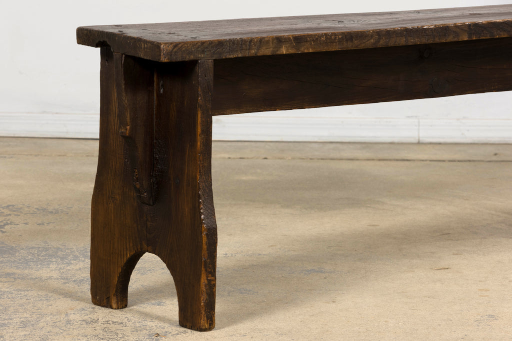 Late 19th Century French Provincial Rustic Pine Farmhouse Bench